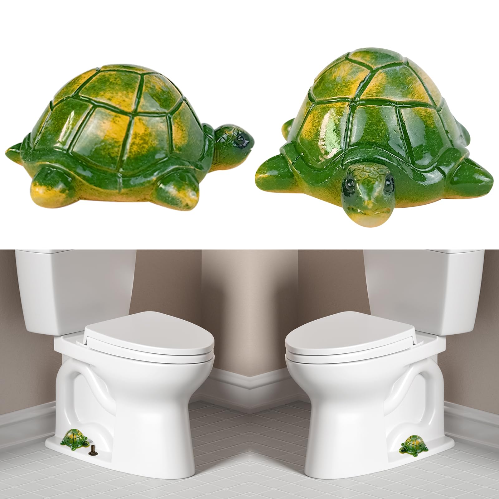 Decorative Resin Toilet Bolt Caps - Rust-Proof Bathroom Accessories Set of 2 (Turtle Design) for Easy Installation & Toilet Seat Protection - Perfect for Home, Hotel & RV Bathroom Upgrades