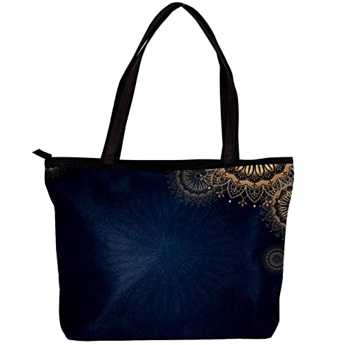 Gold Mandala Tote Bag for Women - Stylish Shoulder Handbag with Inner Pouch - Perfect for Work, Travel & Shopping