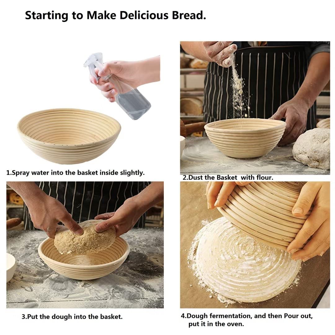 5 Inch Round Banneton Proofing Basket with Removable Liner - 6 Pack for Sourdough, Artisan Bread Baking | Perfect for Home Bakers & Professional Kitchens | Ideal for Bread Shaping, Dough Rising & Fermentation