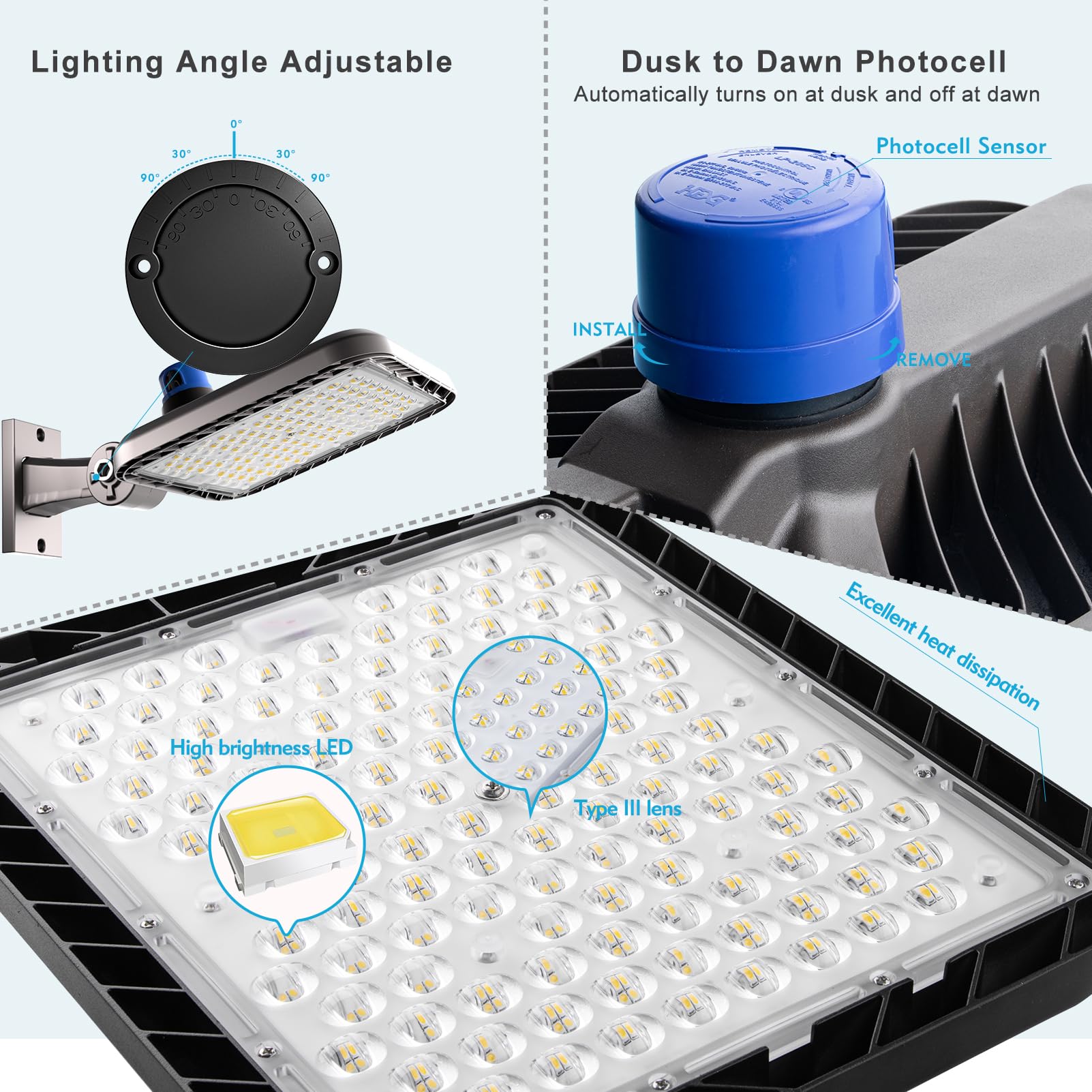 320W LED Parking Lot Lights Outdoor - 48000LM High Brightness (150Lm/W) - ETL Certified Commercial Grade 5000K Daylight - 6KV Surge Protection with Smart Photocell - 2 Pack with 7 Year Warranty - Perfect for Parking Lots, Gas Stations, Warehouses and Outdoor Security Lighting