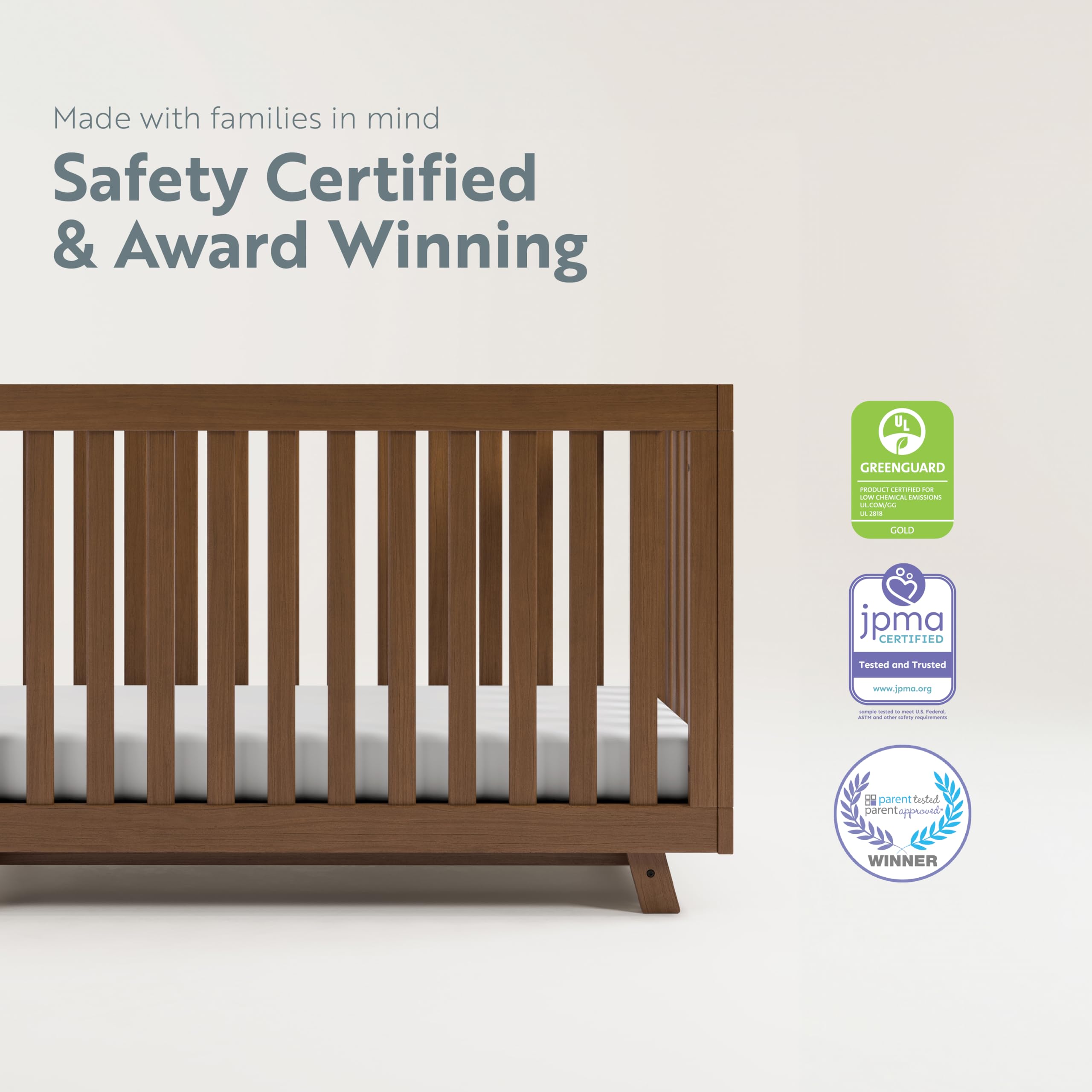Storkcraft Beckett 3-in-1 Convertible Crib in Hazelnut - GREENGUARD Gold Certified, Converts from Crib to Toddler Bed, Fits Standard Full-Size Crib Mattress | Safe Nursery Furniture for Newborns & Toddlers | Perfect for Baby Rooms & Daycare Centers