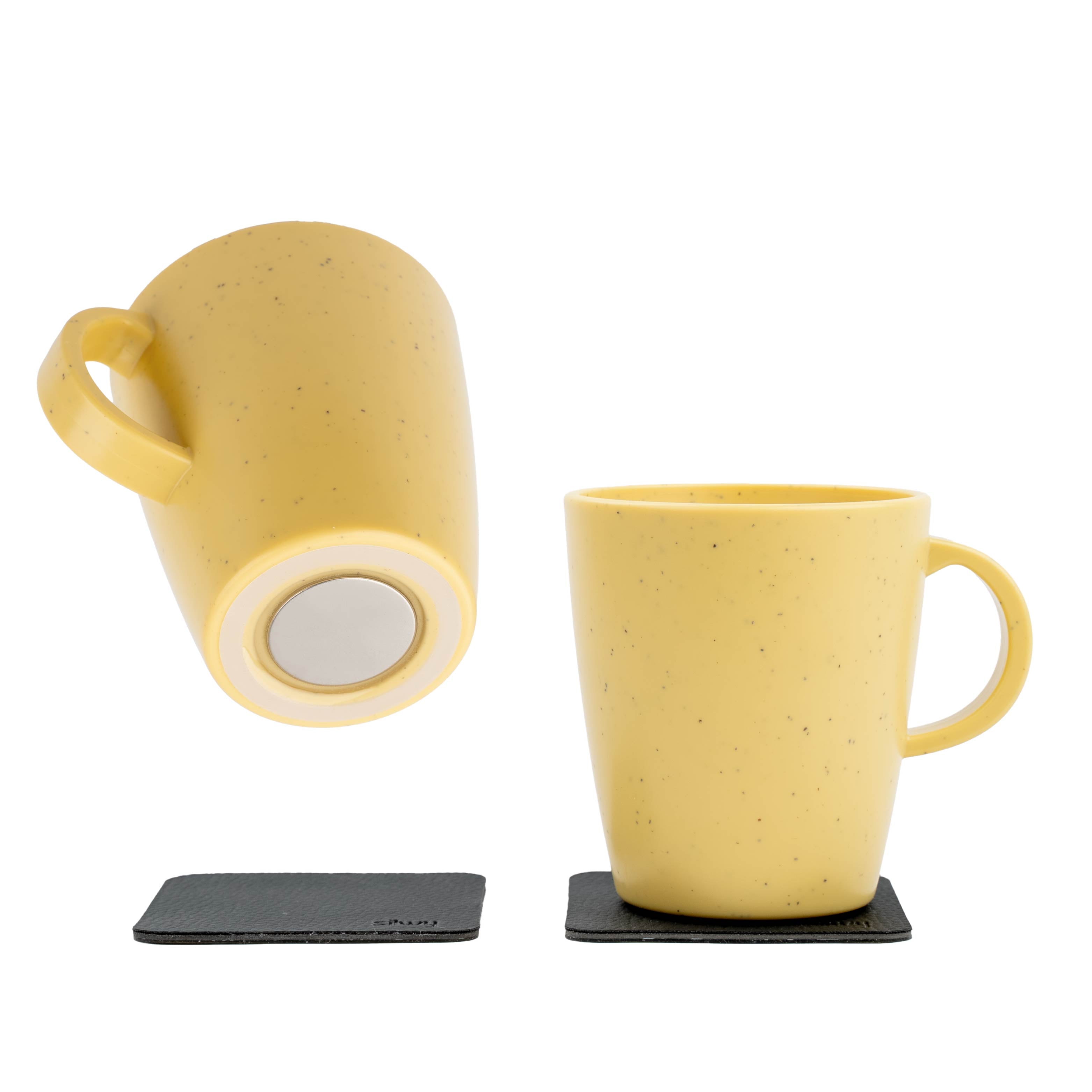 Durable Plastic Cups with Magnet Base - Dolomite Yellow for Parties, Camping & Outdoor Events