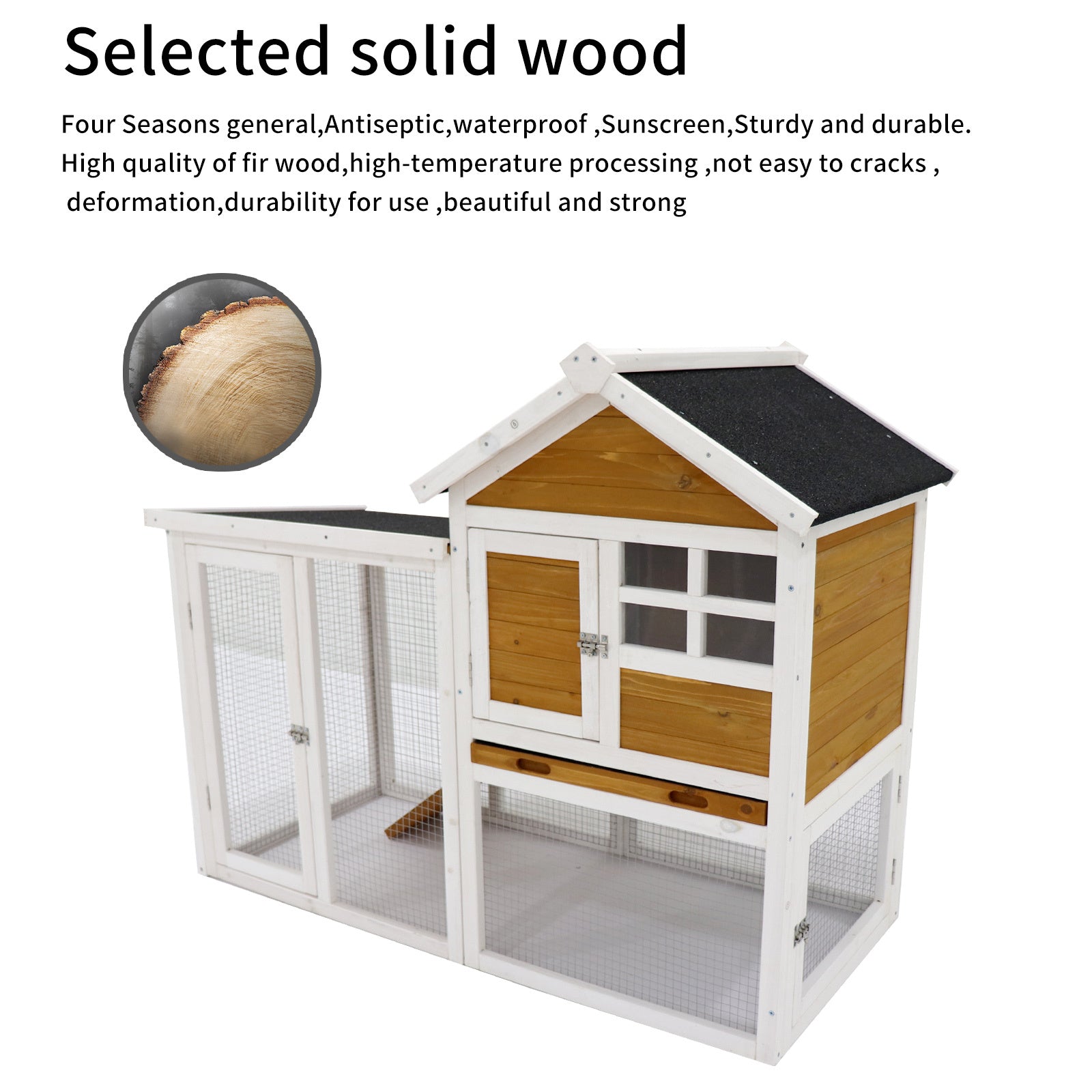 Premium Wooden Chicken Coop - Spacious Hen House & Rabbit Hutch for Backyard Poultry - Durable Outdoor Habitat for Chickens, Rabbits & Small Animals - Perfect for Farm, Garden & Homestead Use