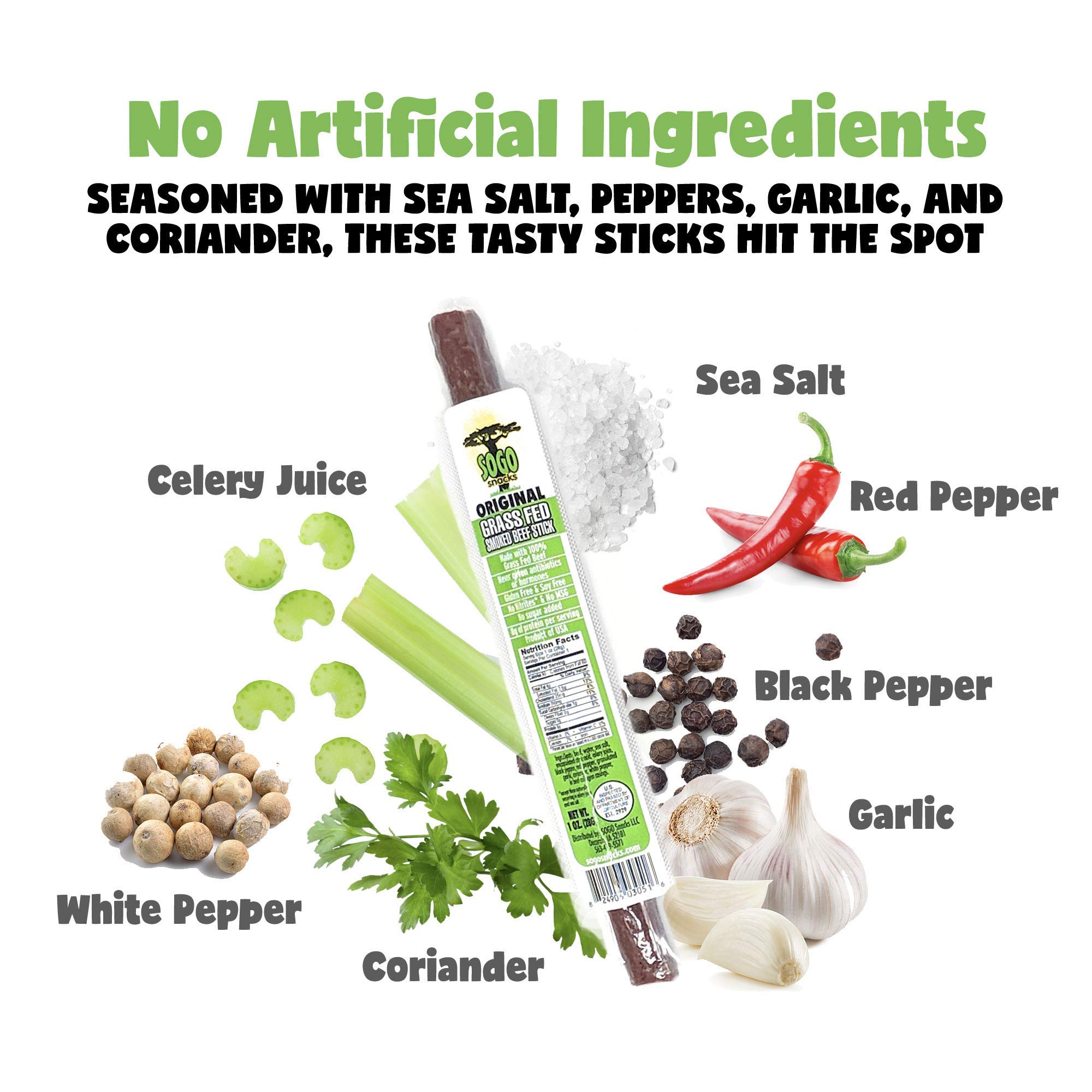 Original Variety, Sogo Snacks, No Sugar, 100% Grass-fed, Non-GMO Beef Sticks – No Nitrates, Gluten, Soy, MSG, Dairy or Nuts – Keto, Whole30, Paleo Friendly (36 Original, 36 IASM Original, 1-oz, 72-cnt) – Perfect for On-the-Go Snacking, Hiking, Travel, and Keto Diet Meals