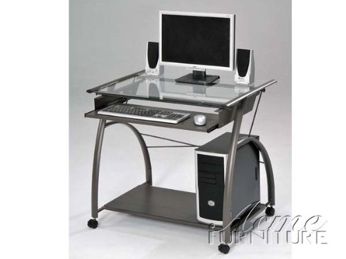 Modern Glass Top Computer Desk - AC 010118 - Sleek Home Office Desk for Work & Gaming, Perfect for Small Spaces & Minimalist Decor