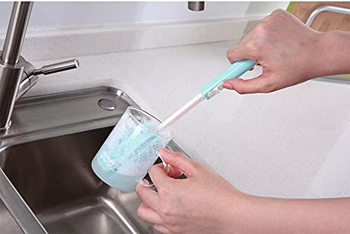 3-Pack Adjustable Long Handle Dishwashing Foam Sponge Brushes - Perfect for Cleaning Coffee Mugs, Wine Glasses, Baby Bottles & Kitchenware (Random Colors) | Ideal for Home, Restaurant & Office Use