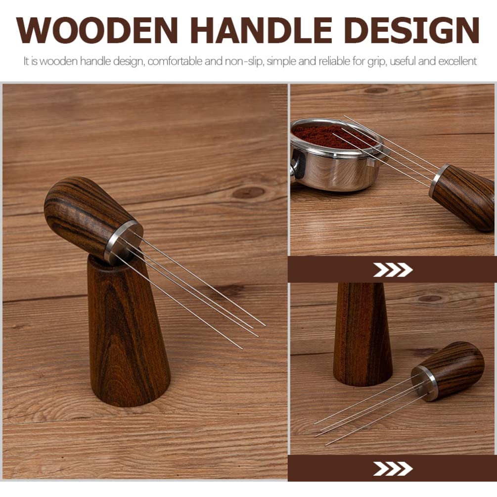 DOITOOL Espresso Coffee Stirrer Set - WDT Coffee Distribution Needle with Wooden Handle & Stand, Hand Tamper for Perfect Espresso Extraction - Ideal for Home Baristas & Coffee Enthusiasts