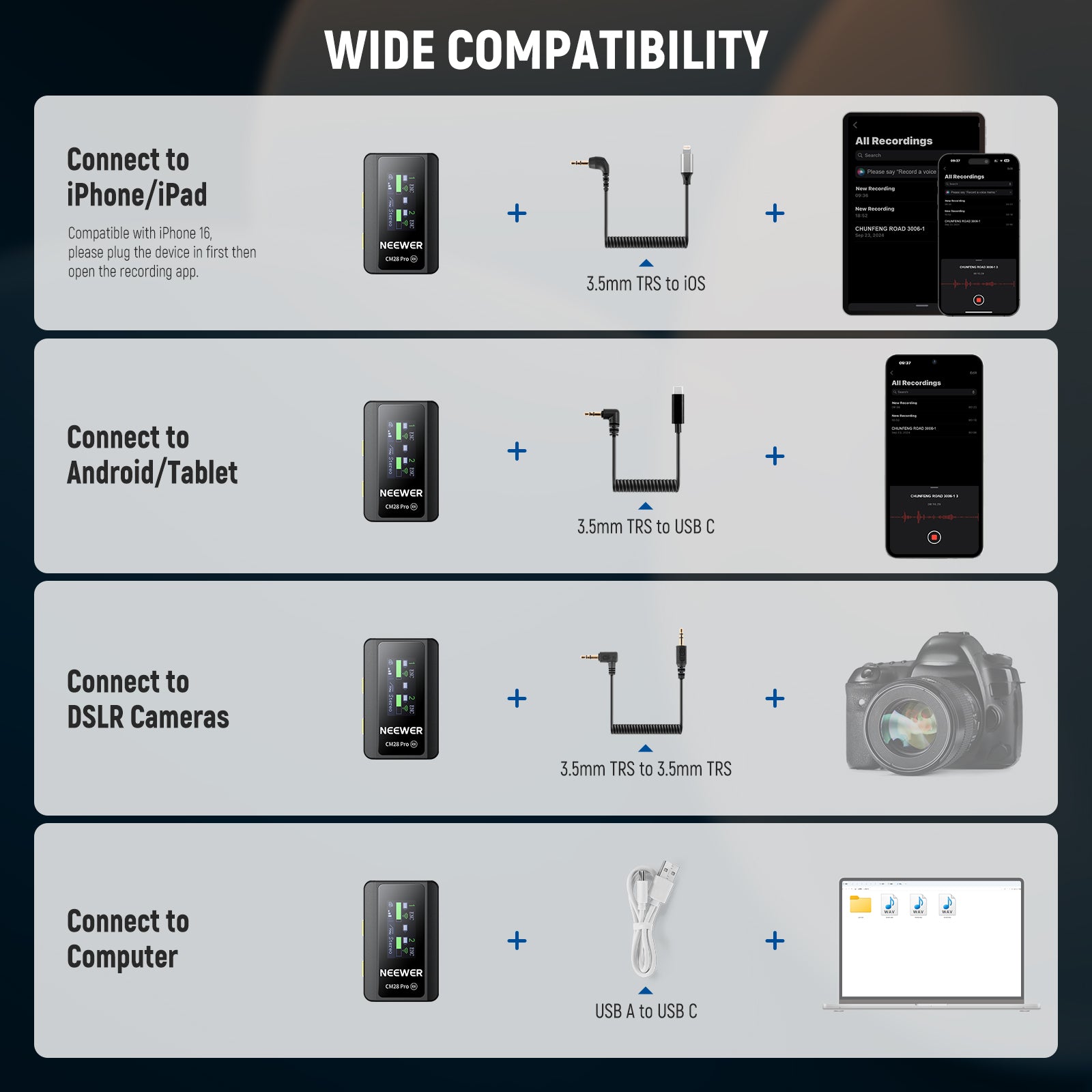 NEEWER CM28 PRO Wireless Lavalier Microphone System with Charging Case - Compact Clip-on Mic for YouTube, Podcasting, Interviews & Live Streaming