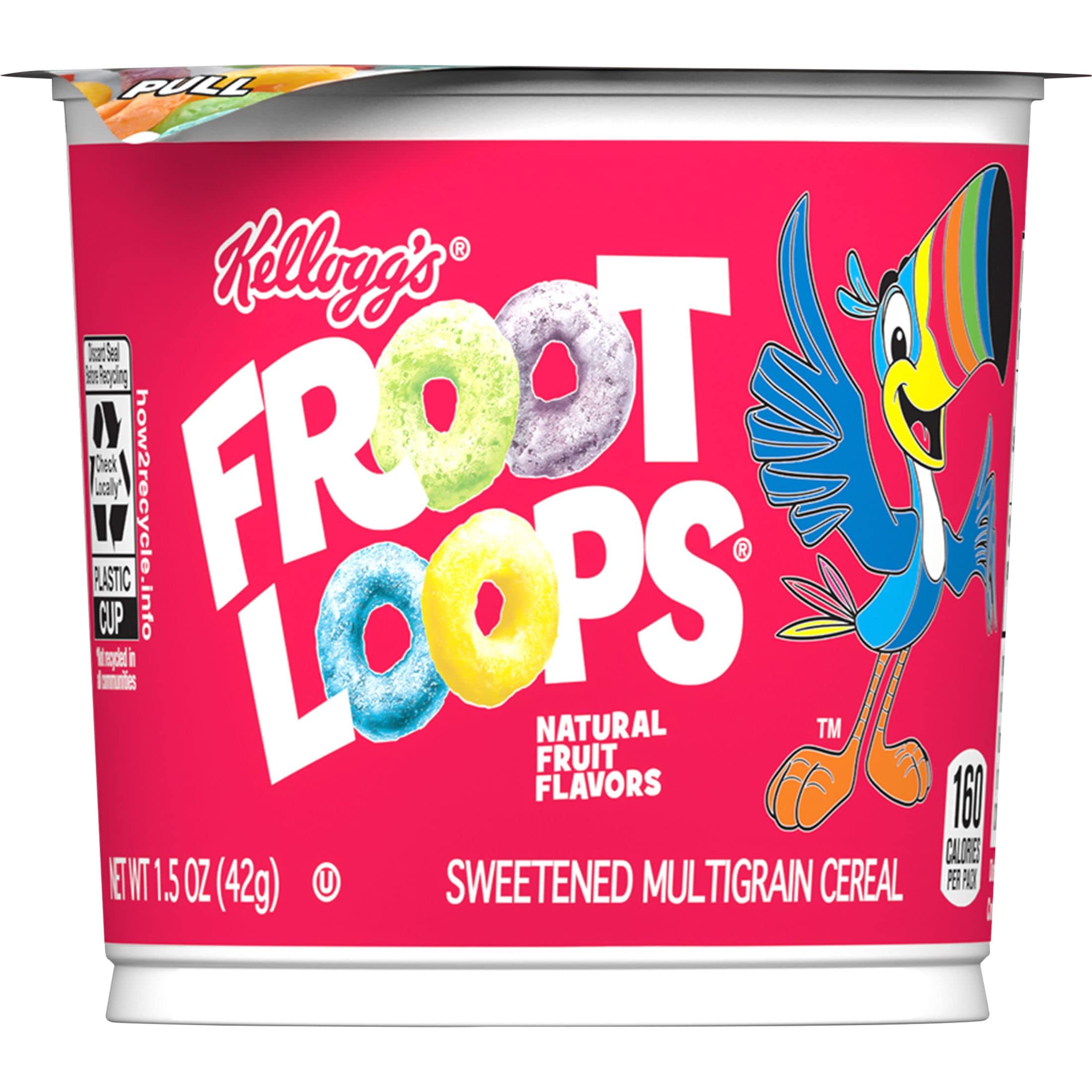 Froot Loops Cold Breakfast Cereal Cup - Fruit Flavored Vitamin C Snacks, Original 1.5oz (1 Cup) | Perfect for Quick Breakfast, Office Snacks & Kids Lunch Box