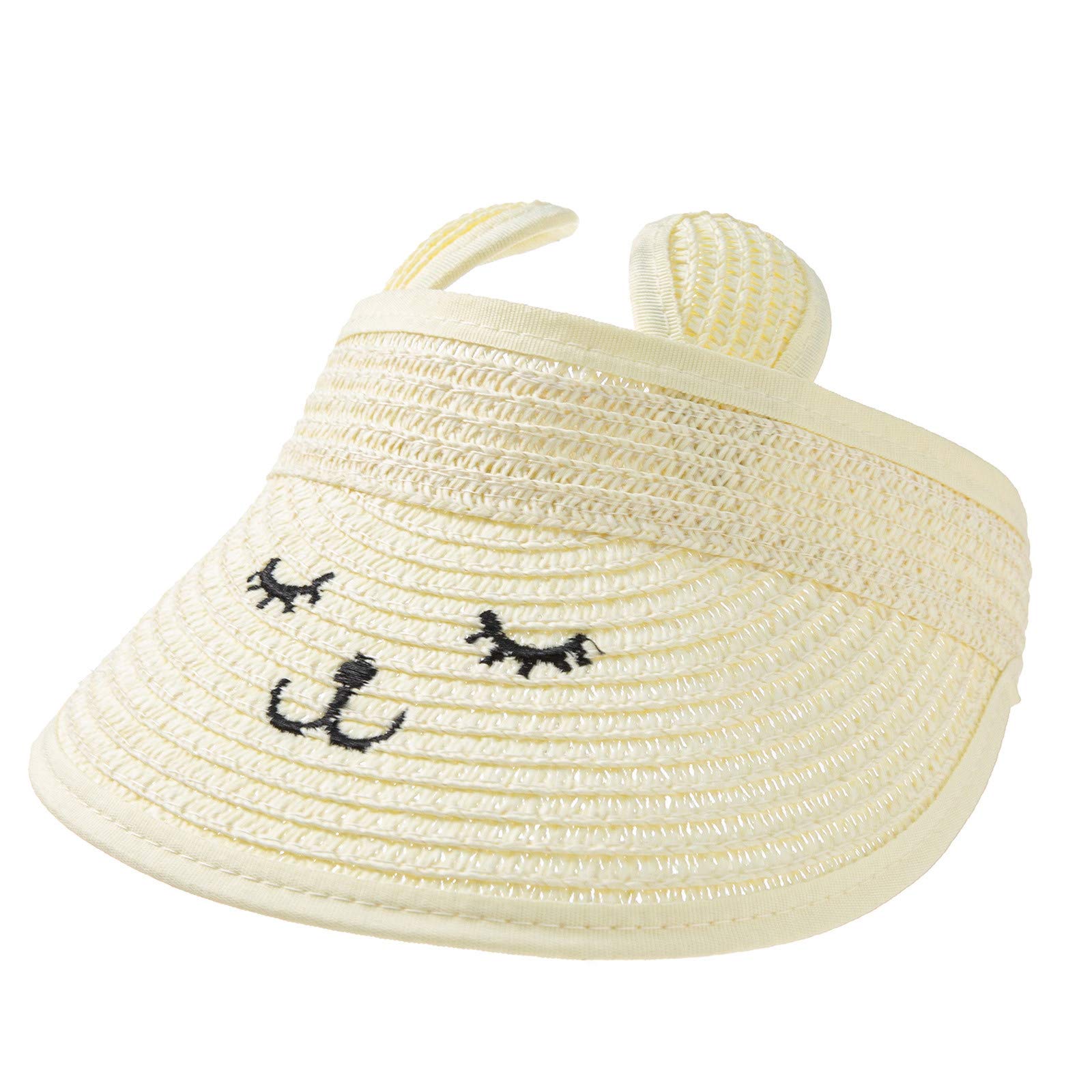 Adjustable Straw Baseball Cap for Kids - Sun Protection Hat with Cute Patterns for All Seasons | Perfect for Beach, Outdoor Play & Summer Activities
