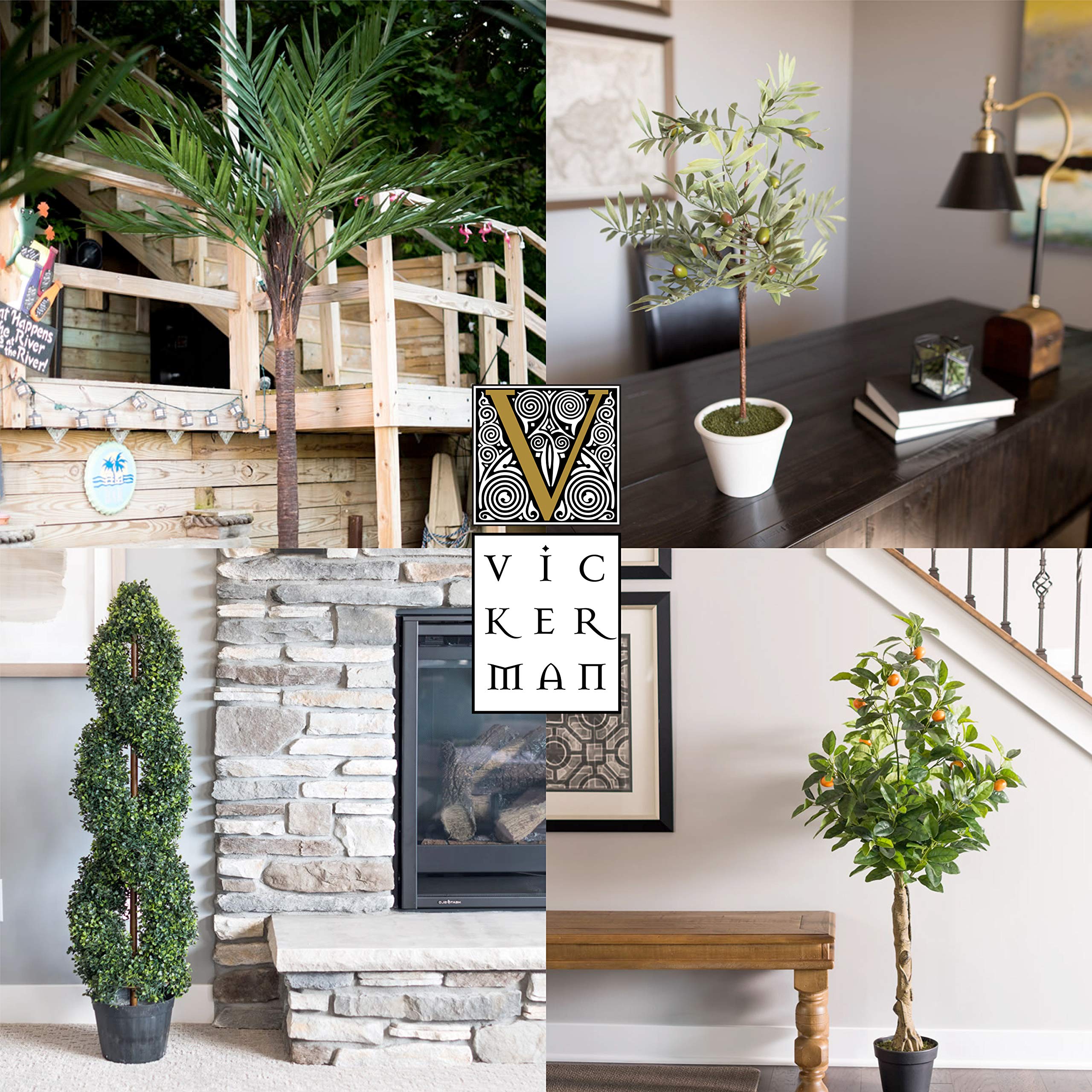 Vickerman 4ft Artificial Capensia Bush - Extra Full Indoor Fake Plant with Gray Plastic Pot - Perfect for Home Decor, Office Plants & Wedding Centerpieces