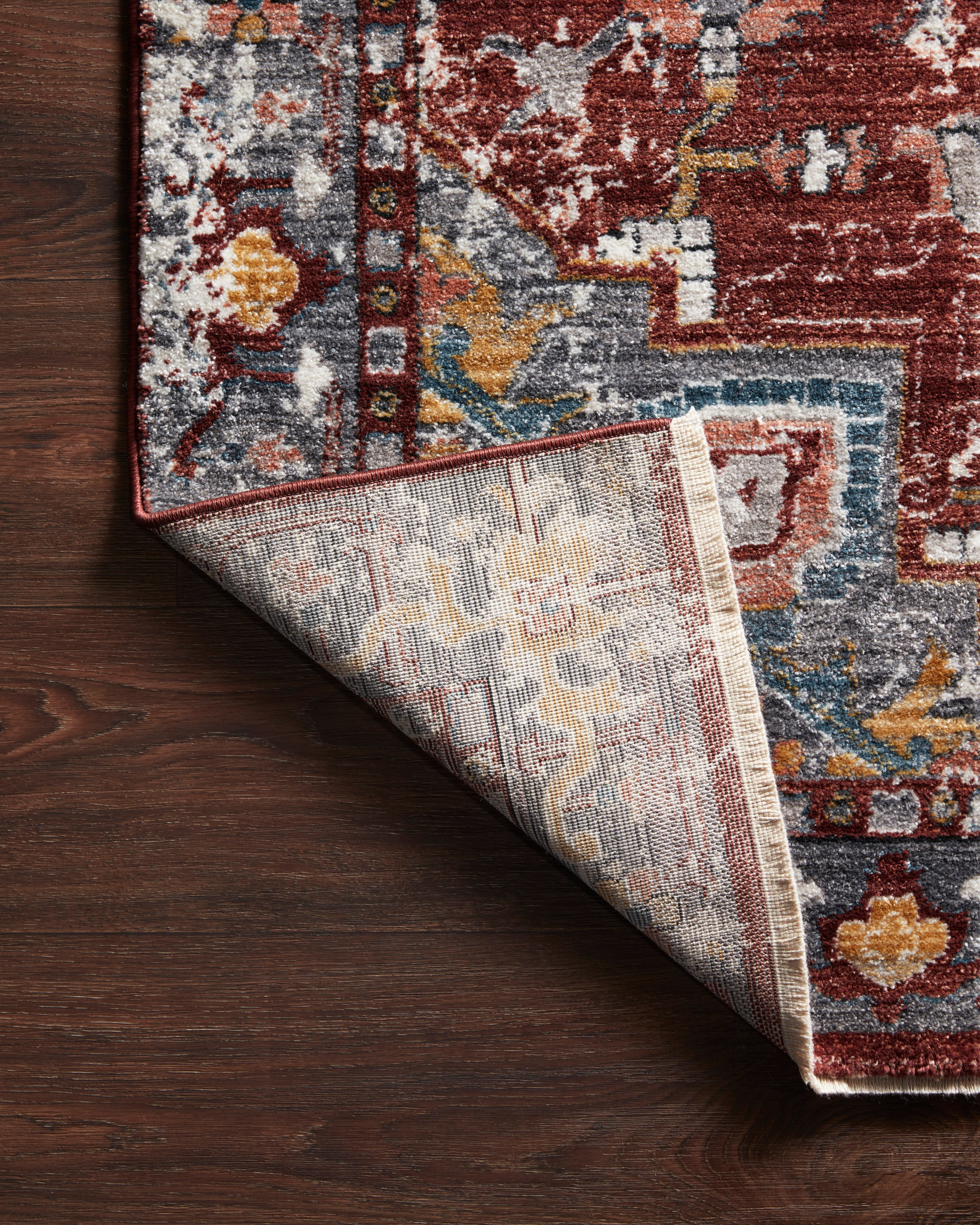 Samra Brick/Grey Area Rug - Soft and Durable Non-Slip Living Room Carpet for Home Decor | Perfect for Bedroom, Office & High Traffic Areas