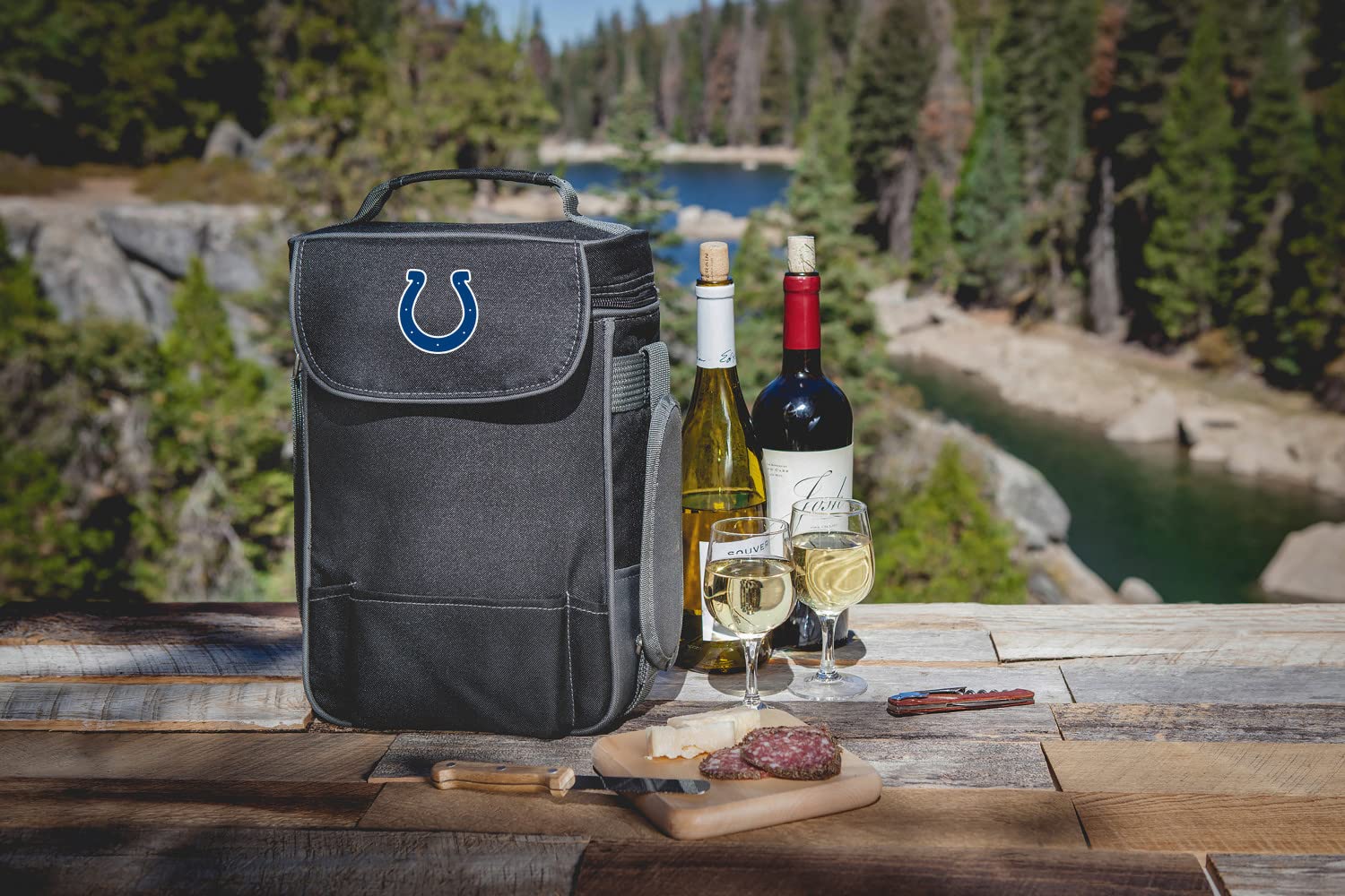 PICNIC TIME NFL Duet Wine & Cheese Tote - Insulated Picnic Basket for Wine & Cheese Lovers - Perfect for Game Day, Tailgating & Outdoor Gatherings