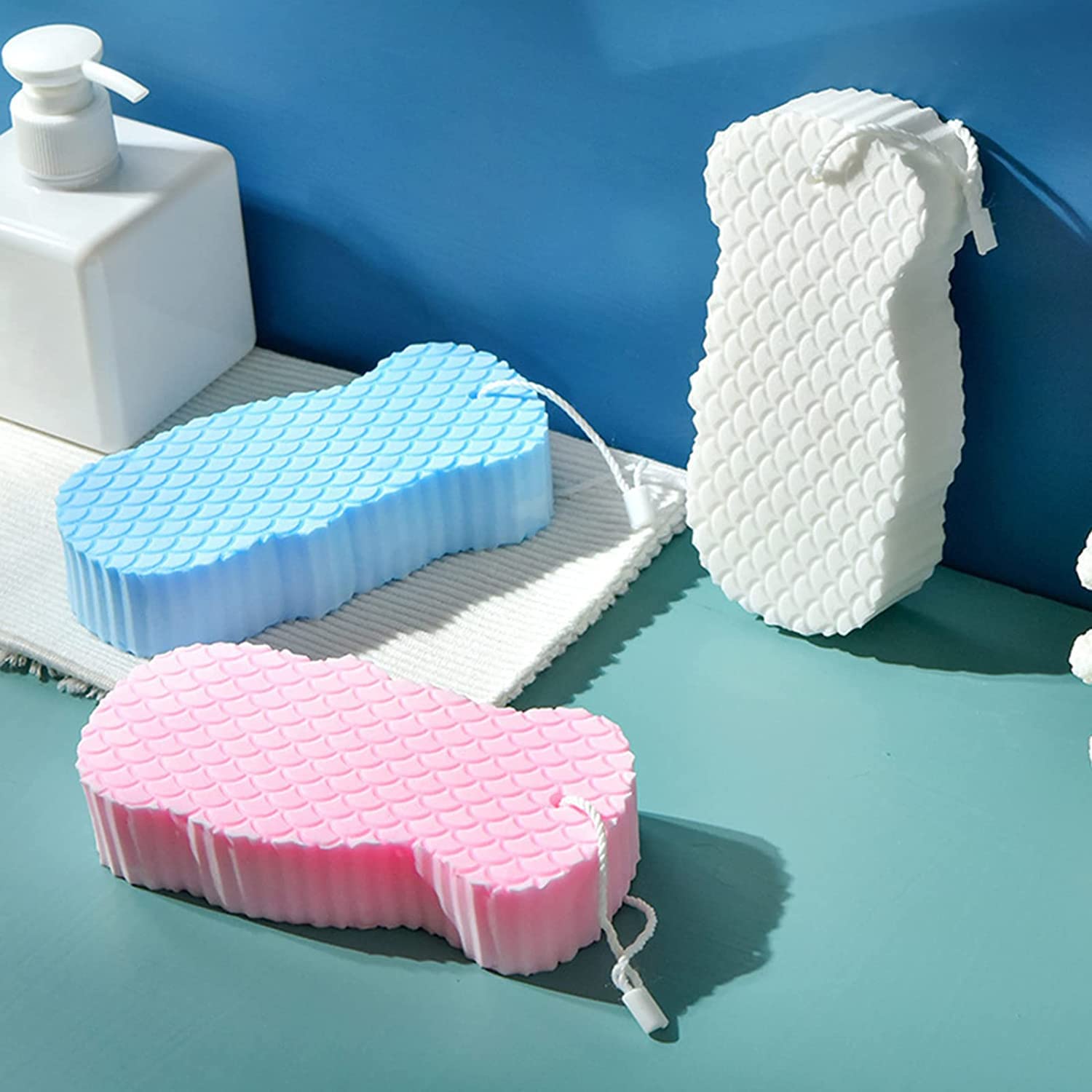 EQUVIA Ultra Soft 3D Exfoliating Bath Sponge for Adults, Kids & Pregnant Women - Reusable Body Scrubber & Shower Loofah - Gentle Skin Cleansing for Sensitive Skin - Pack of 1 - Perfect for Daily Shower, Spa & Baby Bath Time