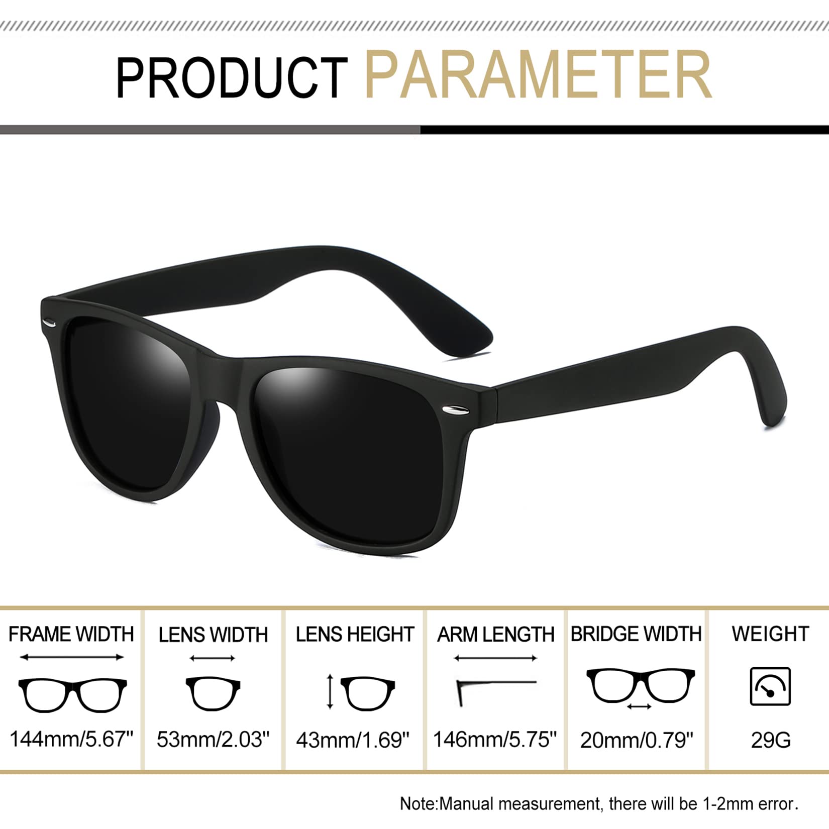 Joopin Square Polarized Sunglasses for Men & Women - 100% UV Protection, Trendy Designer Shades for Driving, Beach & Outdoor Activities