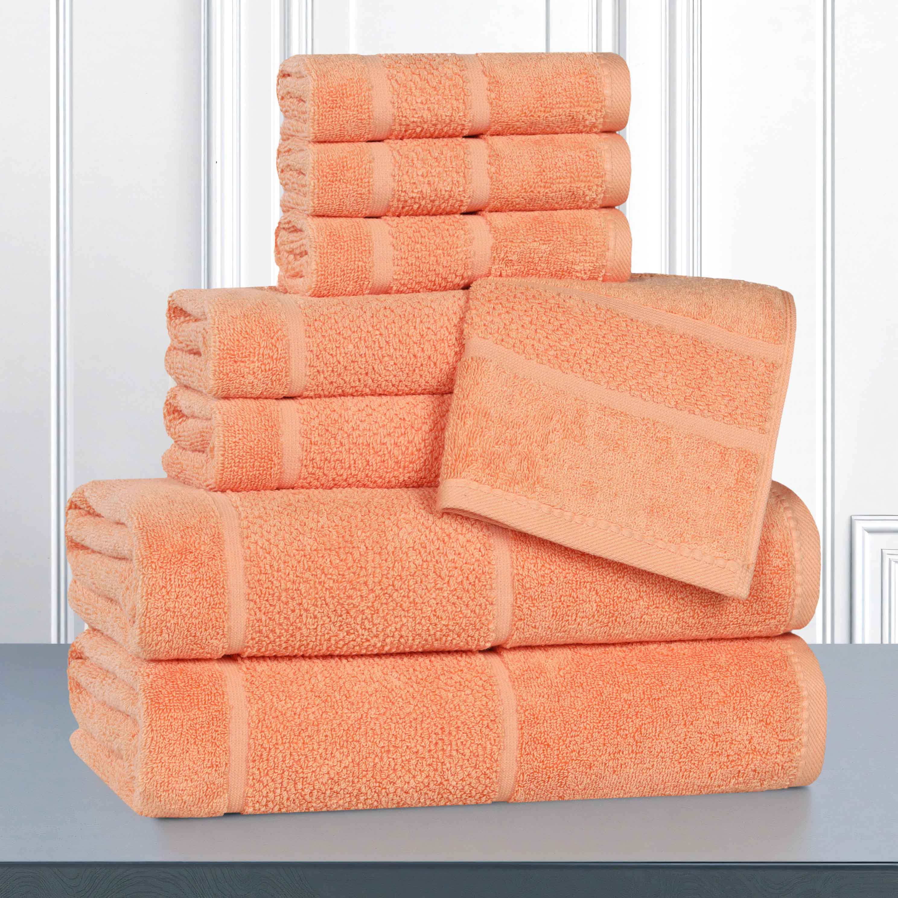 Premium 8-Piece Cotton Towel Set with Broad Border - Soft, Absorbent & Stylish Bath Towels for Home, Spa, and Gym Use
