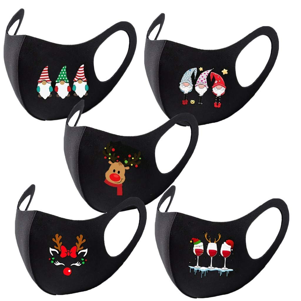 Breathable Reusable Washable Cotton Face Mask for Women - Fashionable Christmas Design - Dust Protection & Daily Use - Perfect for Holidays, Travel, and Outdoor Activities