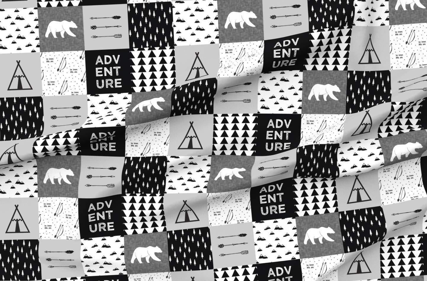 Adventure Bear Printed Minky Fabric Fat Quarter - Soft Plush Quilt Backing & Baby Blanket Sewing Material - DIY Cheater Quilt Top Squares for Nursery Decor & Cozy Crafts