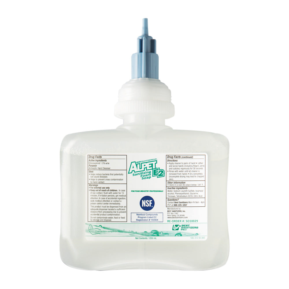 Alpet E2 Sanitizing Foam Soap Refill - 1250ml (6 Pack) | Antibacterial Hand Soap for Home, Office & Public Restrooms | Touch-Free Dispenser Compatible