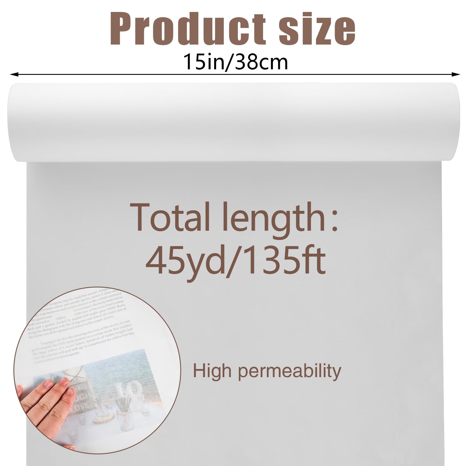 White Translucent Tracing Paper Roll 15