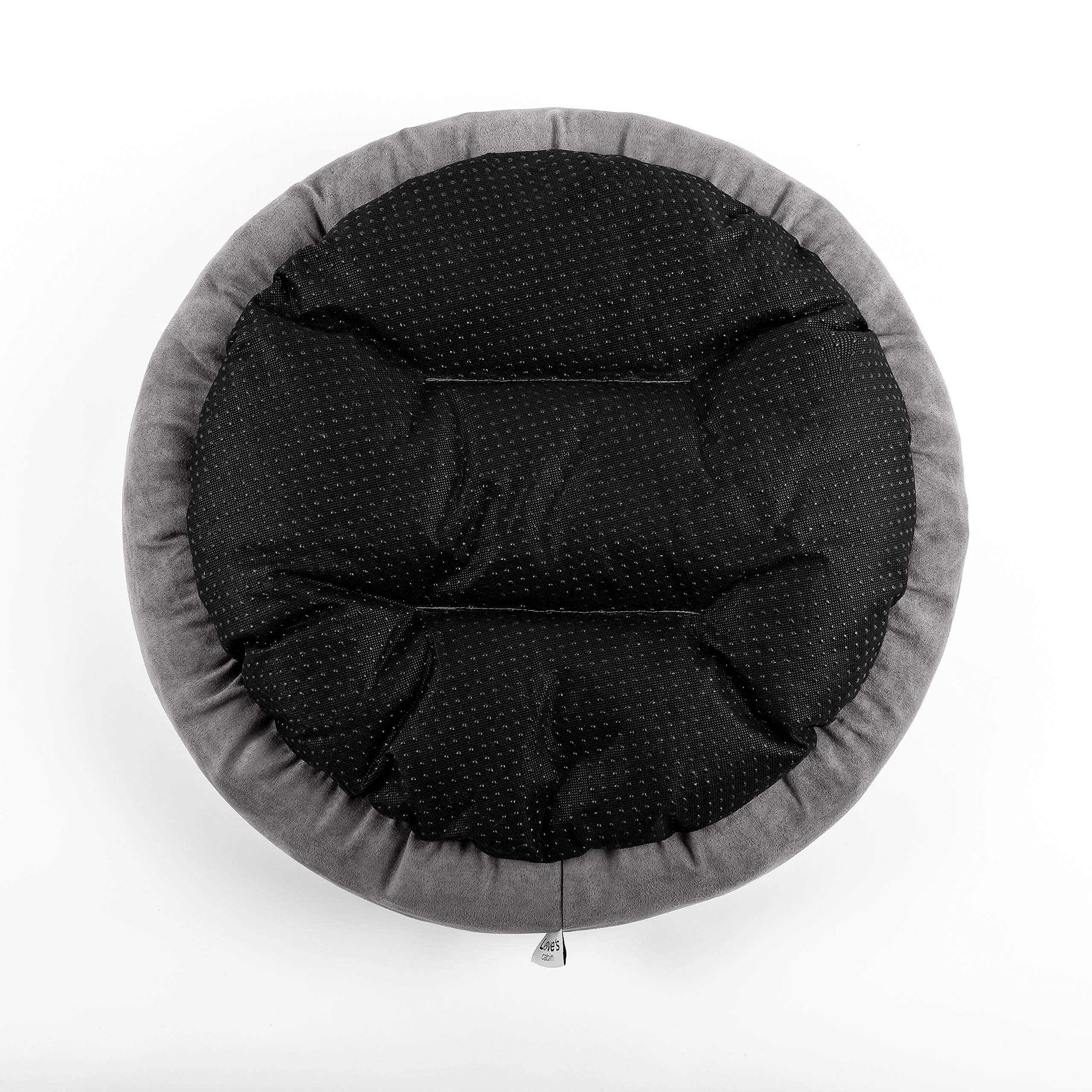 Love's Cabin Round Donut Cat & Small Dog Cushion Bed - Soft Plush Pet Bed for Cats & Small Dogs, 23