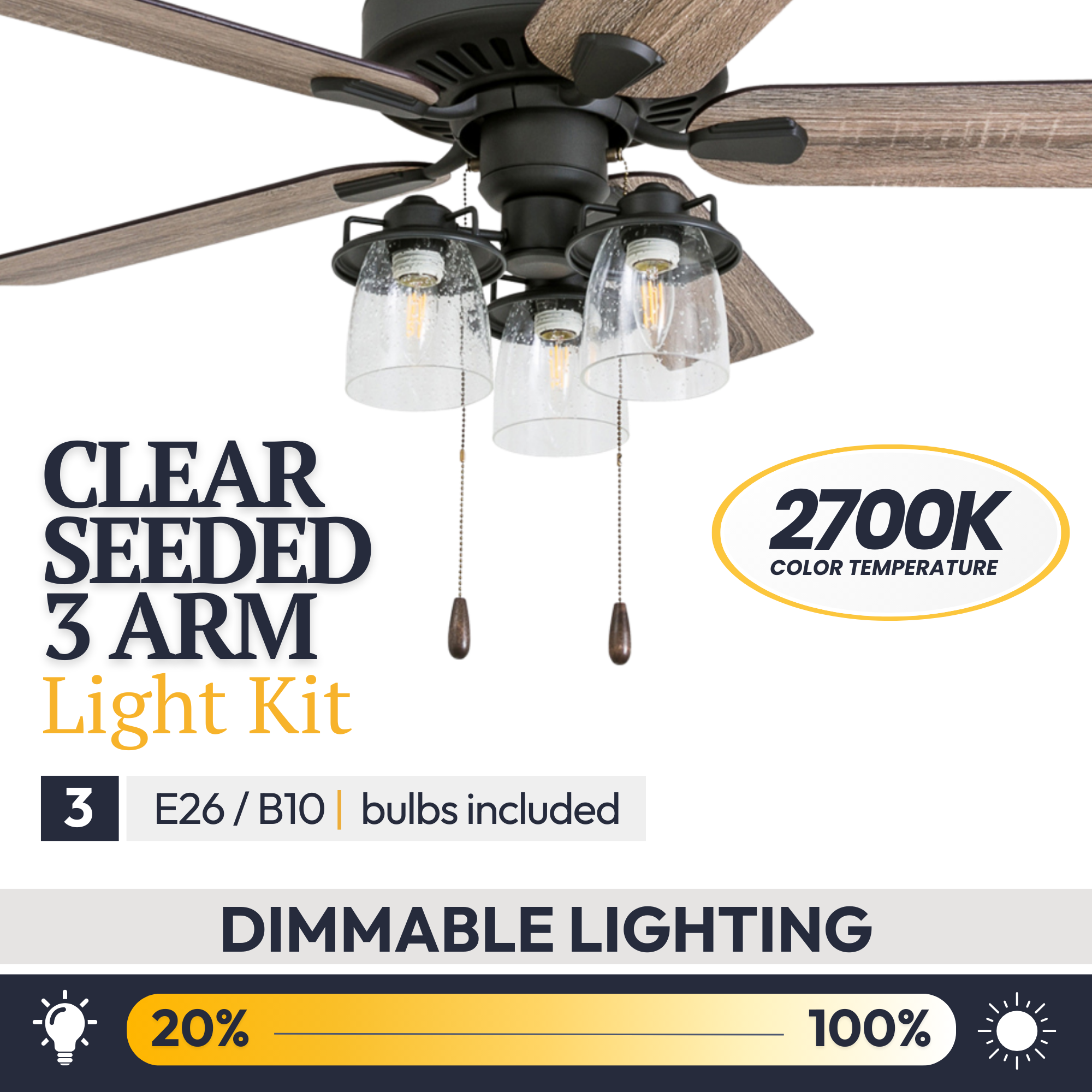 52 Inch Briarcrest Bronze Remote Control Ceiling Fan with Light Kit - Quiet Reversible Motor for Bedroom, Living Room, and Outdoor Patio