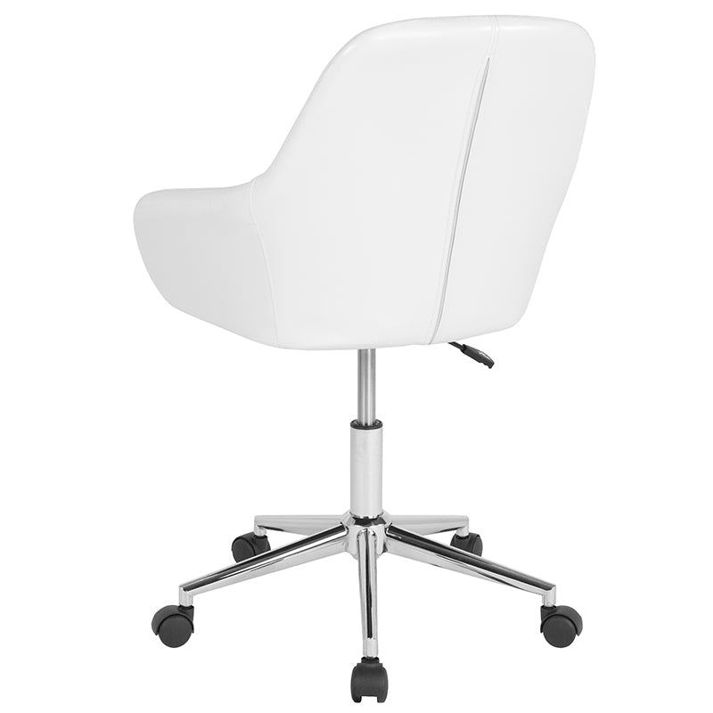 Premium Black Leather FLASH Cortana Mid Back Chair - Ergonomic Home & Office Desk Chair for Comfortable Working, Studying, and Gaming