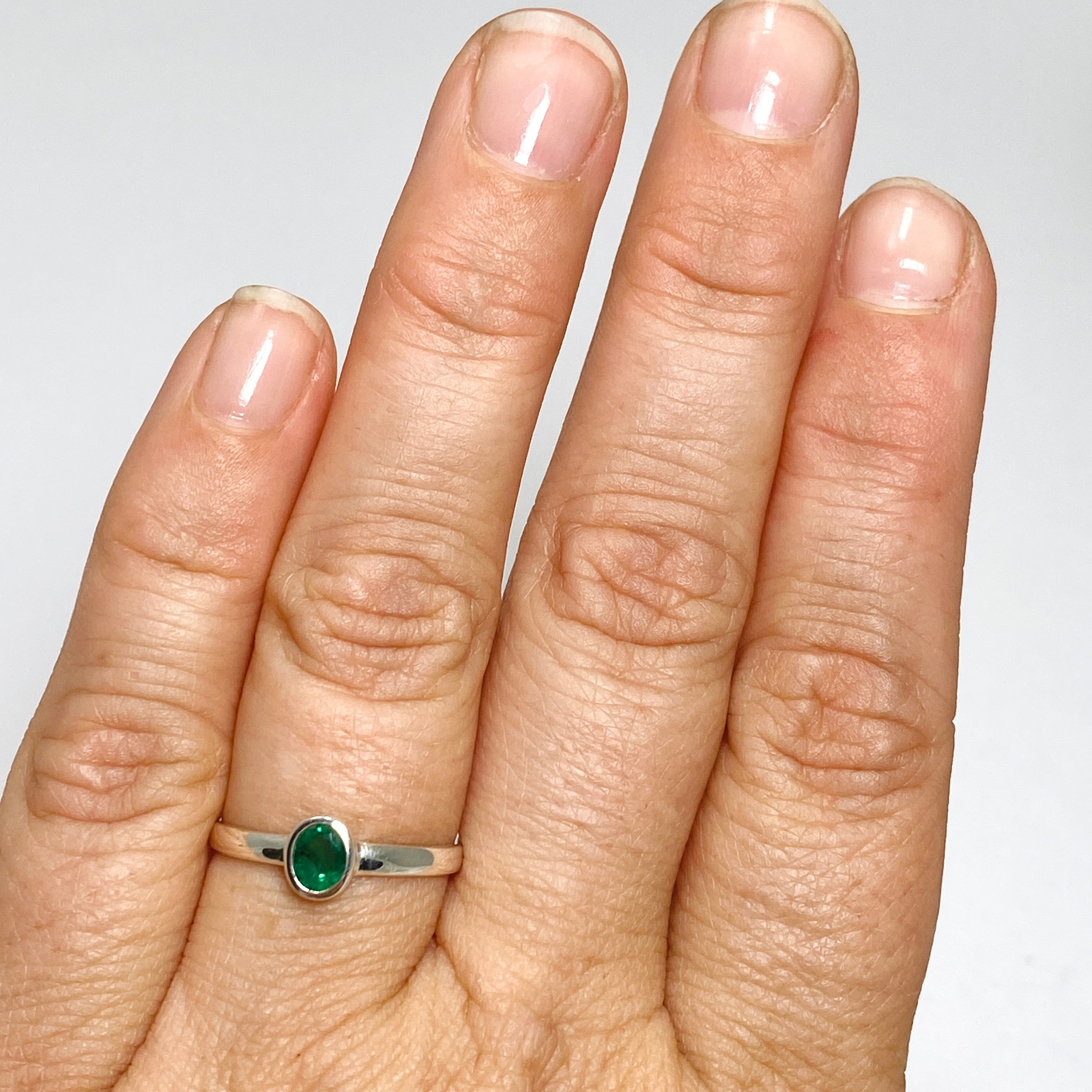 Emerald Oval Faceted Ring PRGJ699 - Elegant Green Gemstone Jewelry for Women, Perfect for Weddings, Parties & Special Occasions