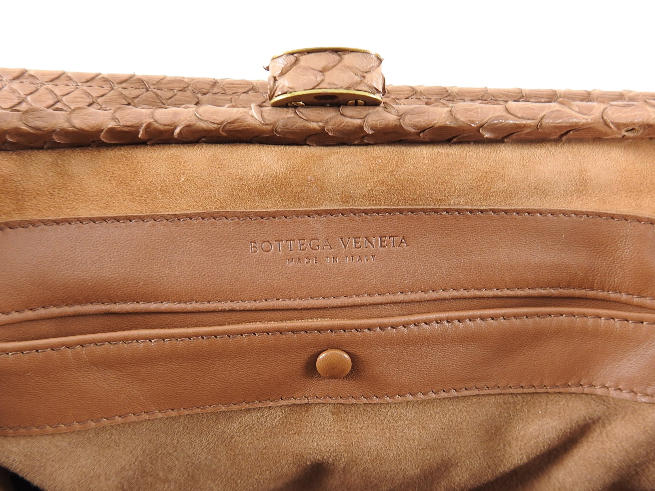 Bottega Veneta Dark Nude Python Double Handle Luxury Handbag - Perfect for Evening Events, Parties & Special Occasions