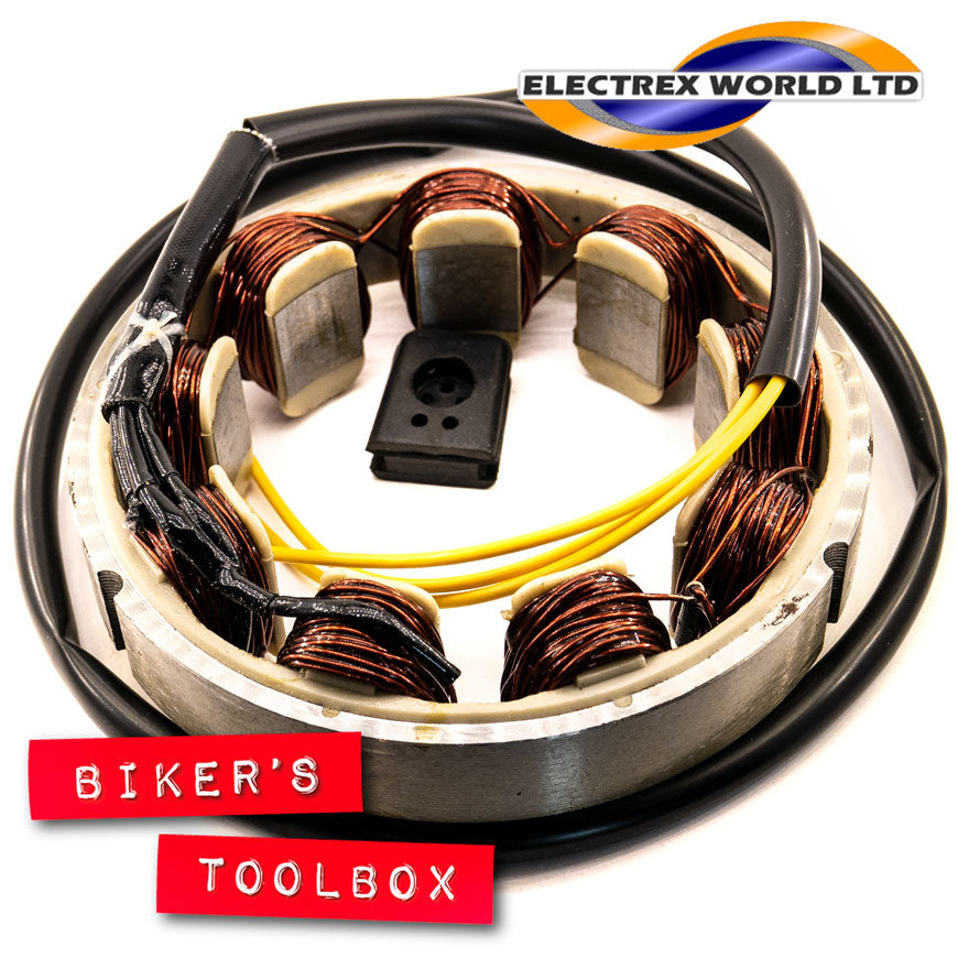 High-Performance Alternator Stator Winding for Kawasaki Z1 Series Motorcycles - Perfect for Engine Repair & Electrical System Upgrades