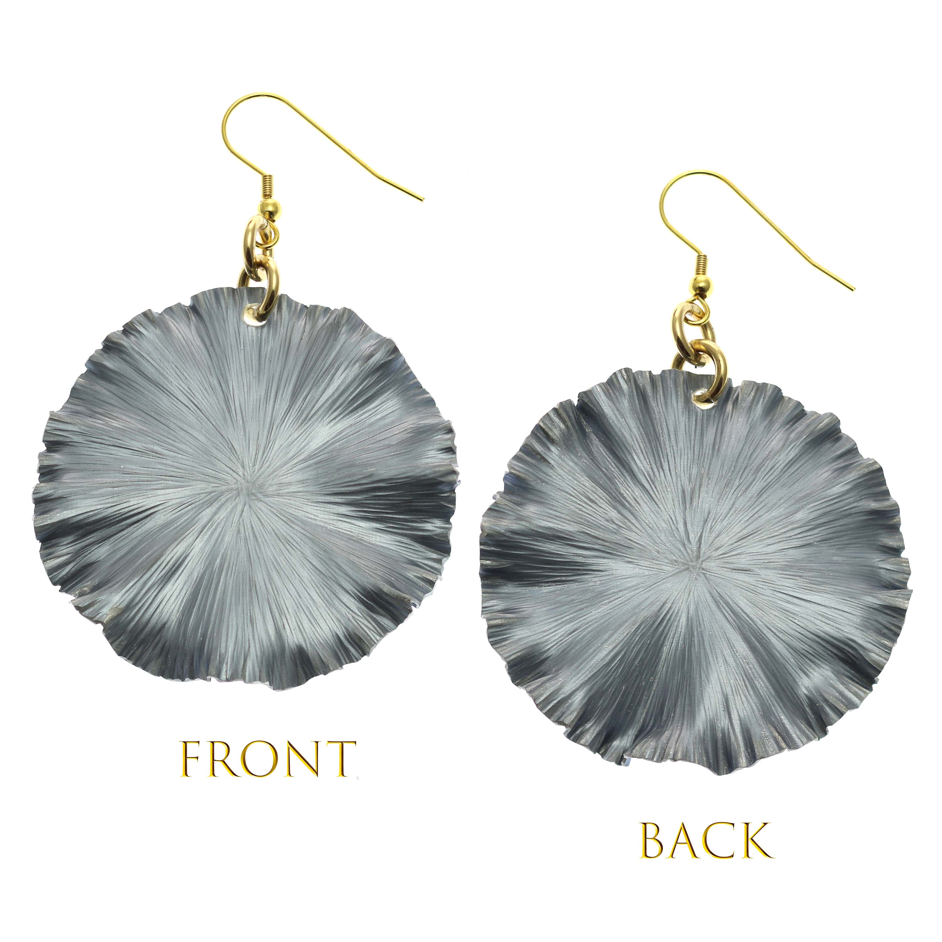 Large Lily Pad Anodized Aluminum Pewter Gray Leaf Earrings - Lightweight Dangle Earrings for Women, Nature-Inspired Jewelry for Everyday Wear & Special Occasions