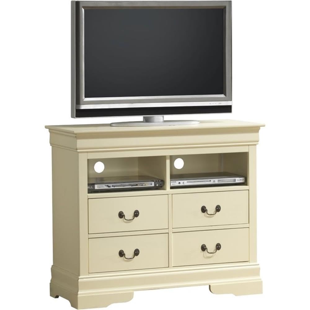 Glory Furniture Louis Phillipe Wood Veneer TV Stand in Beige - Modern Entertainment Center for Living Room, Bedroom & Home Theater