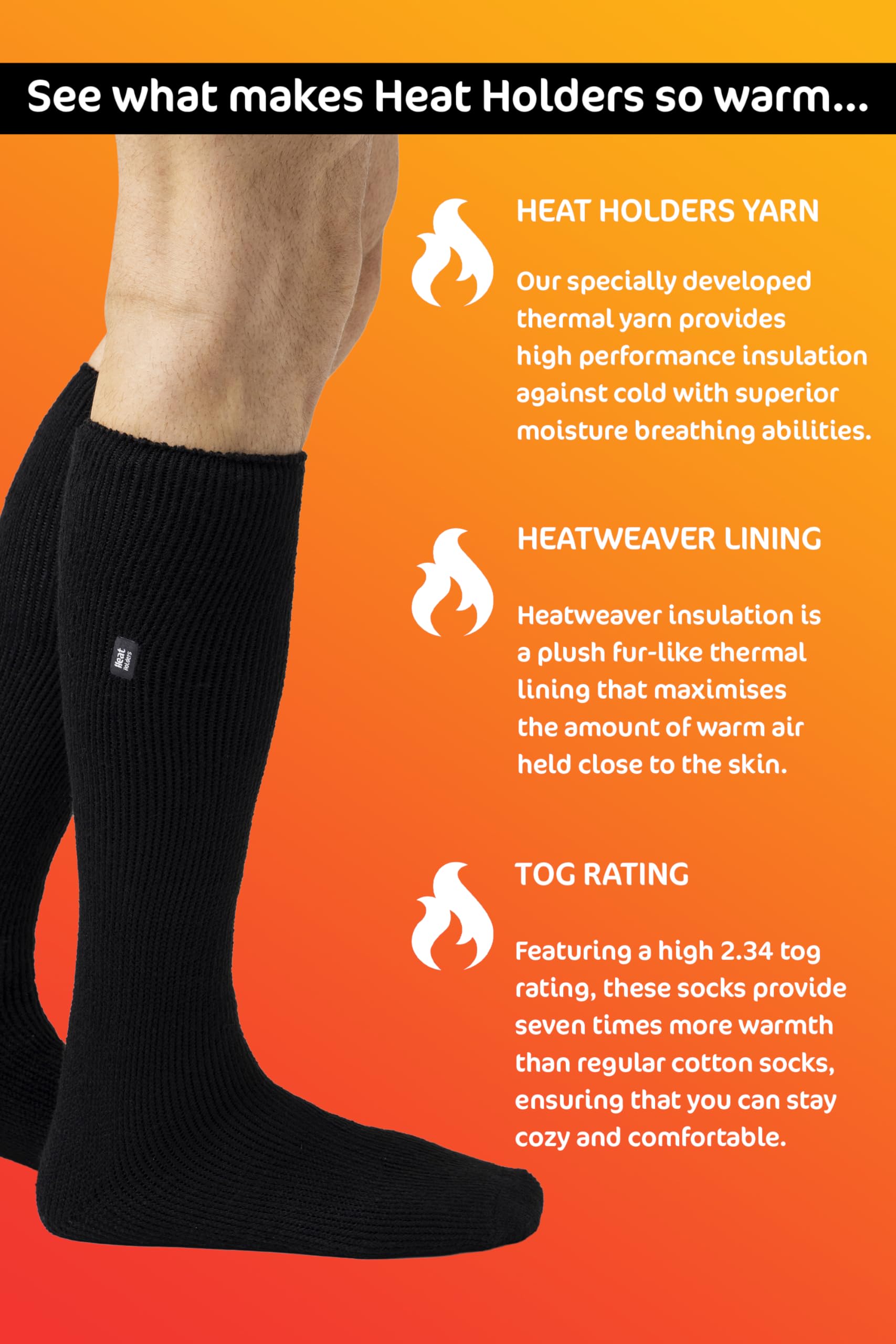 Heat Holders Thermal Socks 3-Pack - Warm Winter Socks for Boots