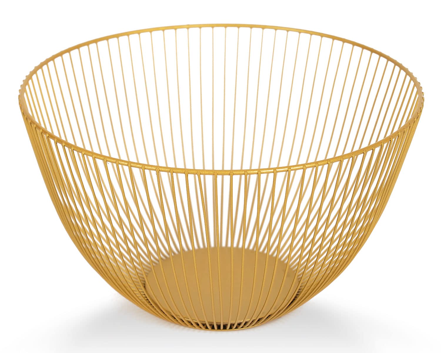 Stainless Steel Wire Fruit Basket - Round Gold Metal Fruit Bowl for Kitchen Countertop | Rust-Proof & Durable Fruit Holder for Dining Table, Pantry, or Farmhouse Decor