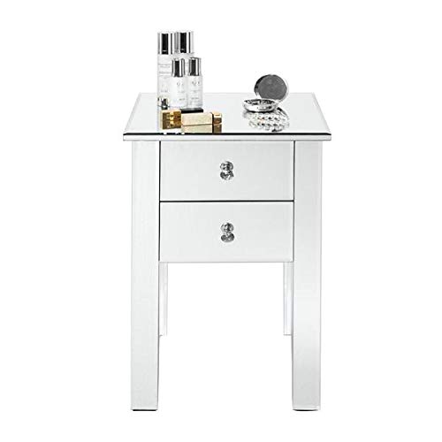 Modern Mirrored End Table with Drawer - Stylish Nightstand for Bedroom & Living Room - Versatile Storage Cabinet with Drawers - Perfect for Small Spaces, Guest Rooms & Apartment Decor
