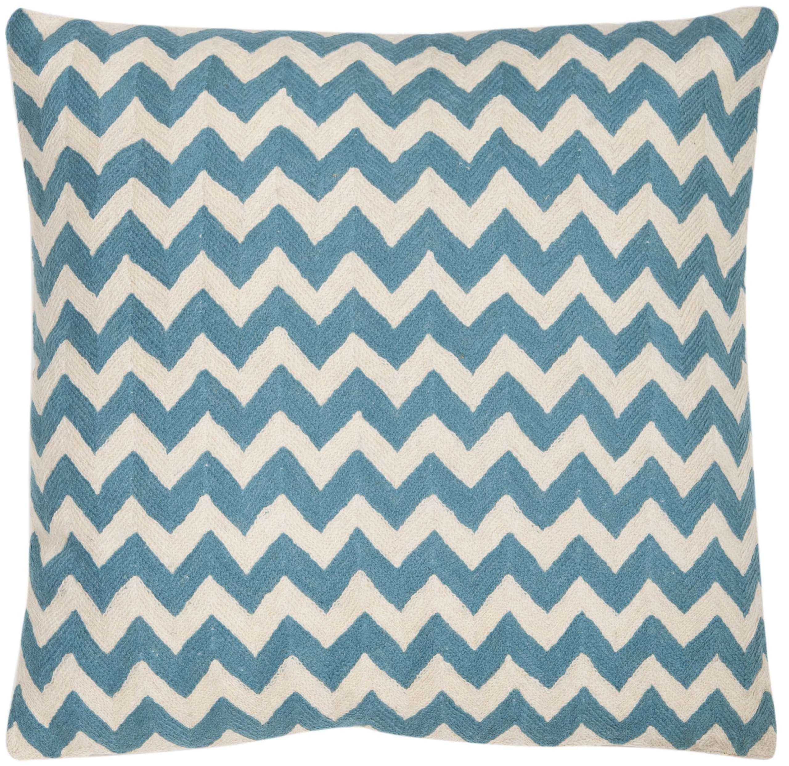Safavieh 22x22 Inch Striped Teal Blue Rain Throw Pillows Set of 2 - Soft Decorative Cushions for Sofa, Bed & Living Room Accent