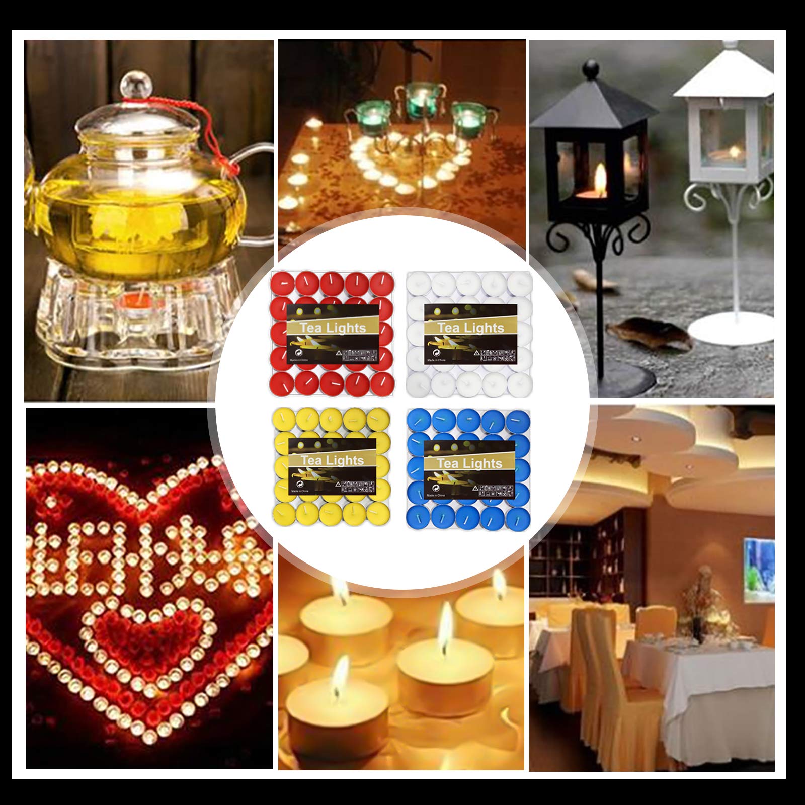 OUO Smokeless Tea Lights Candles 50 Pack - Long Lasting & Dripless Mini Candles for Weddings, Home Decor, Parties