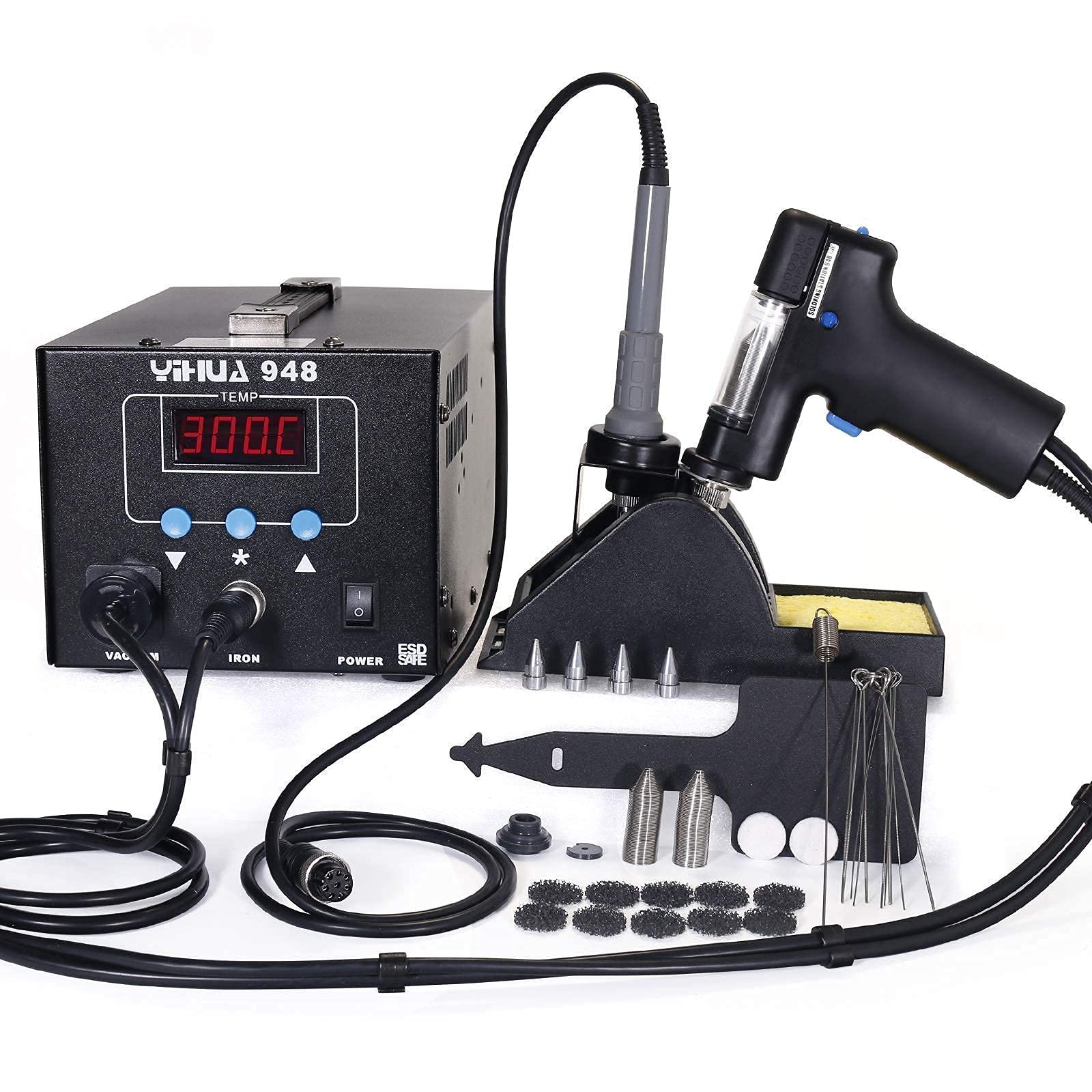 YIHUA 948 Professional Desoldering Station Kit with 948N Nozzle Set, Soldering Iron, Stand & 31 Accessories - Perfect for Electronics Repair, PCB Work & DIY Projects