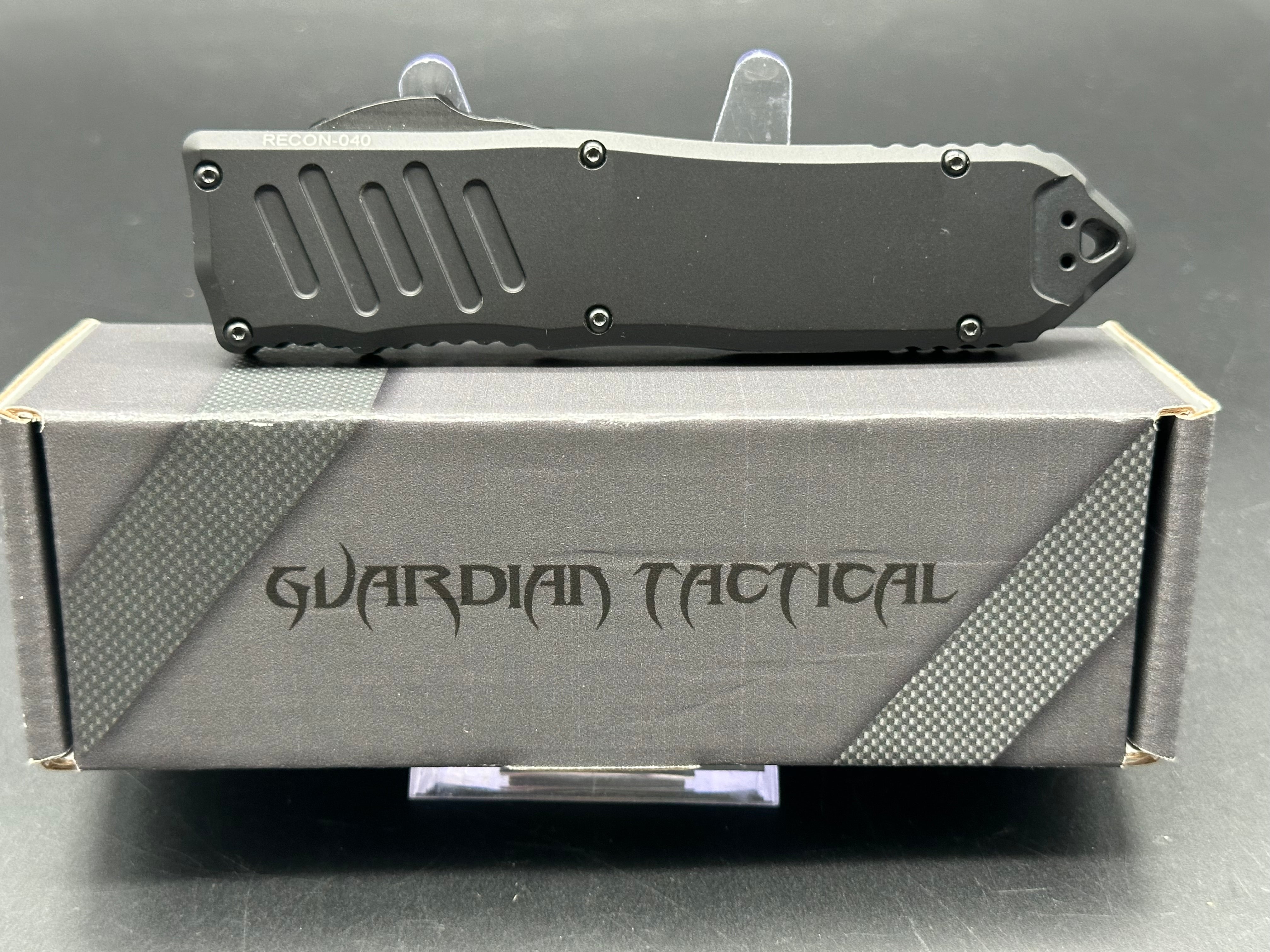 Guardian Tactical Recon 040 Folding Knife - Black Aluminum Handle with Elmax Steel Blade | EDC, Outdoor Survival, Camping & Tactical Use