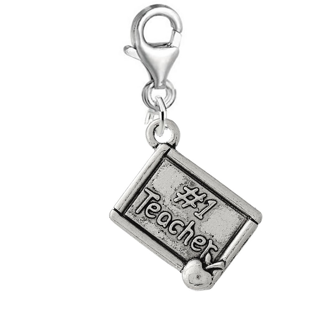 Sparkling Teacher Pendant Charm - Clip-On for Bracelets & Necklaces | Perfect Gift for Educators, Graduation, Back to School & Teacher Appreciation Day
