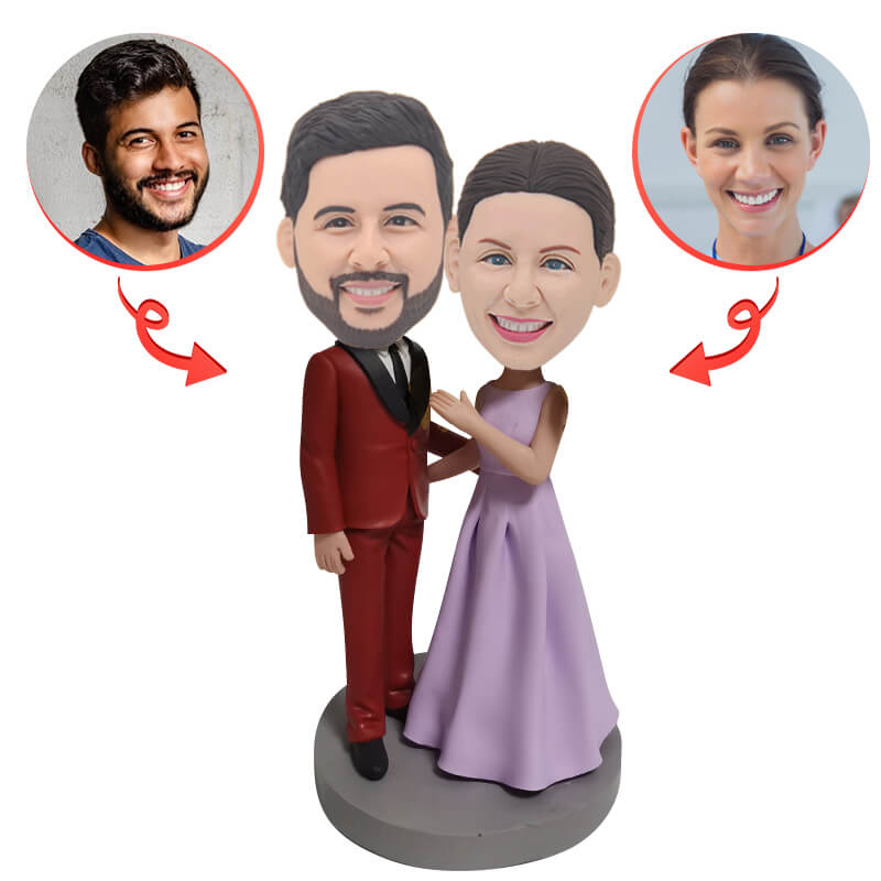 Custom Couple Bobblehead - Personalized Wedding Cake Topper for Newlyweds - Perfect for Anniversaries, Bridal Showers & Romantic Gifts