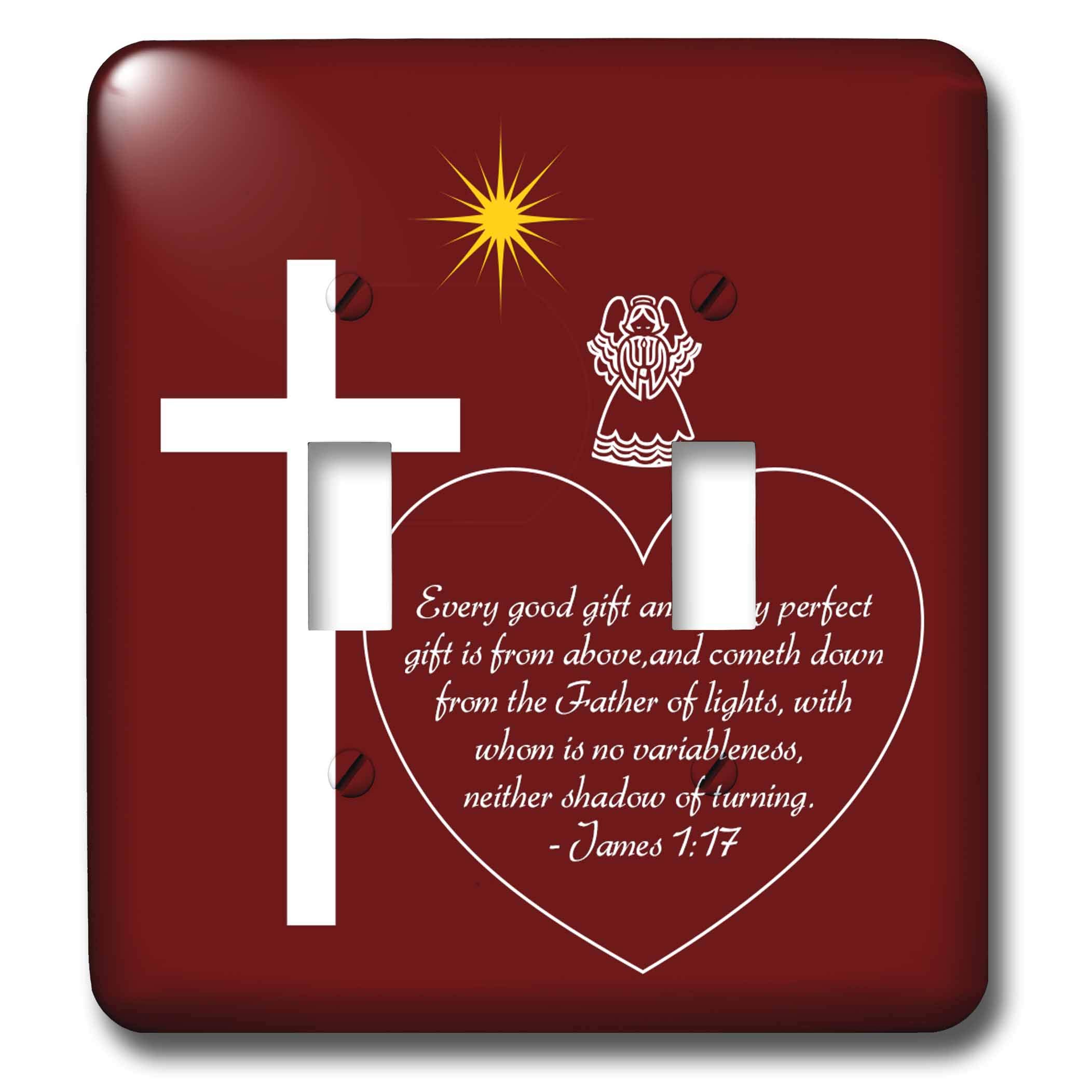 3D Rose Alexis Design - Christmas Bible Verses Double Toggle Switch - Red & White Cross Angel Star Heart Decor - Perfect for Holiday Gifts & Christian Home Decor
