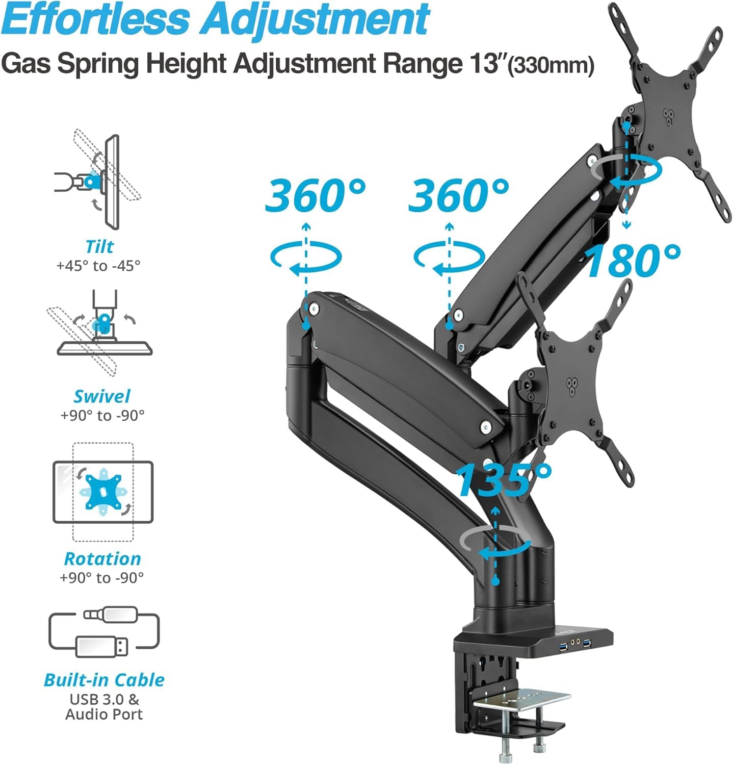 AVLT Dual Monitor Arm Desk Mount for 13