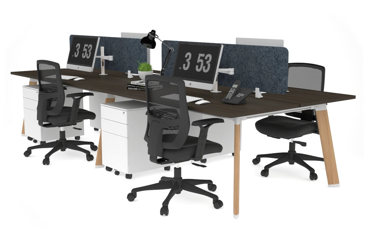 4-Person Workstation with Wood Imprint Frame - 1800L x 700W Office Desk for Team Collaboration & Productivity | Perfect for Open Office Spaces & Coworking Environments