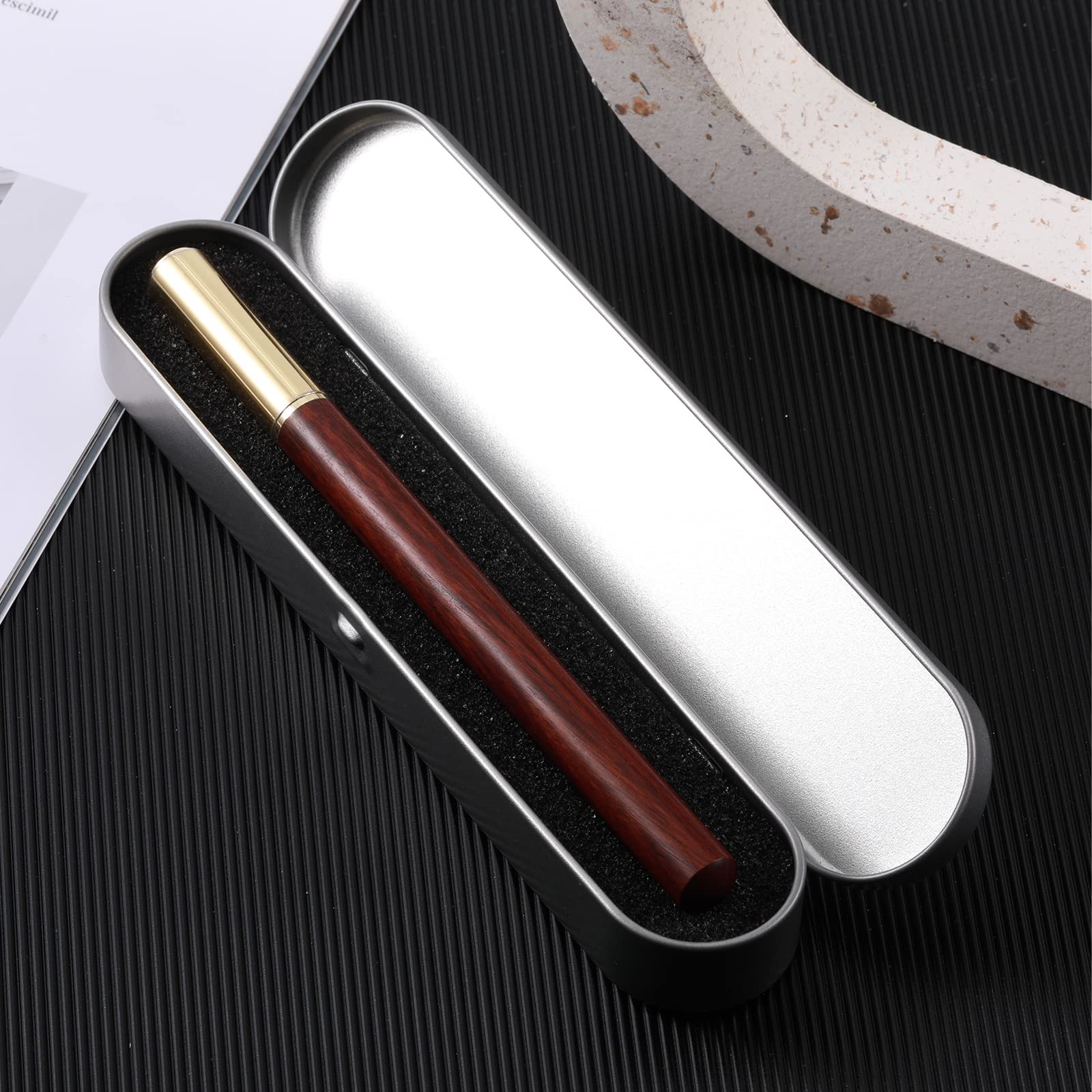 Hi.FANCY 2 Pack Metal Pen Case with Sponge Gift Box - Premium Stationery Organizer & Pencil Box for School, Office, Travel - Portable Makeup Brush Holder - Durable Silver Metal Pencil Case for Students & Professionals