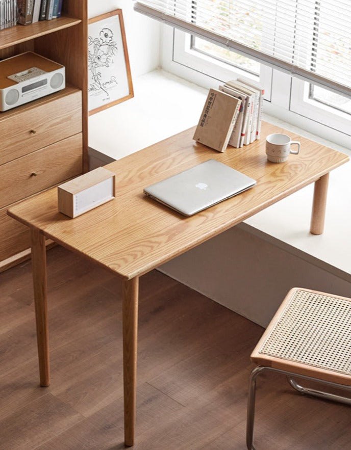 Premium Oak Solid Wood Office Desk - Bay Window Writing Desk for Home & Workspace - Perfect for Study, Work, and Home Office Use