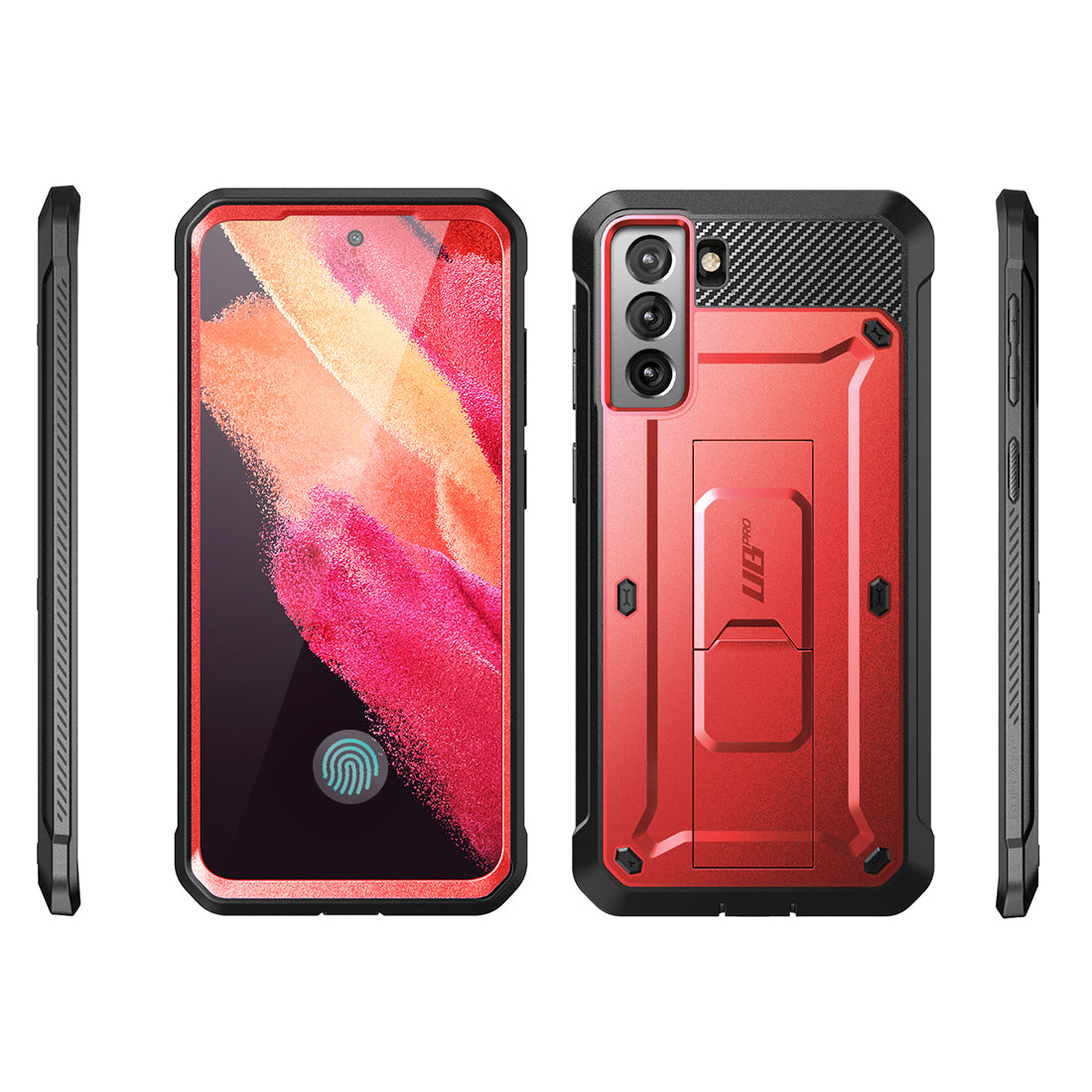 Samsung Galaxy S21 FE Unicorn Beetle Pro Rugged Case - Heavy Duty Protection, Shockproof & Durable Cover in Metallic Red - Perfect for Outdoor, Work & Extreme Sports