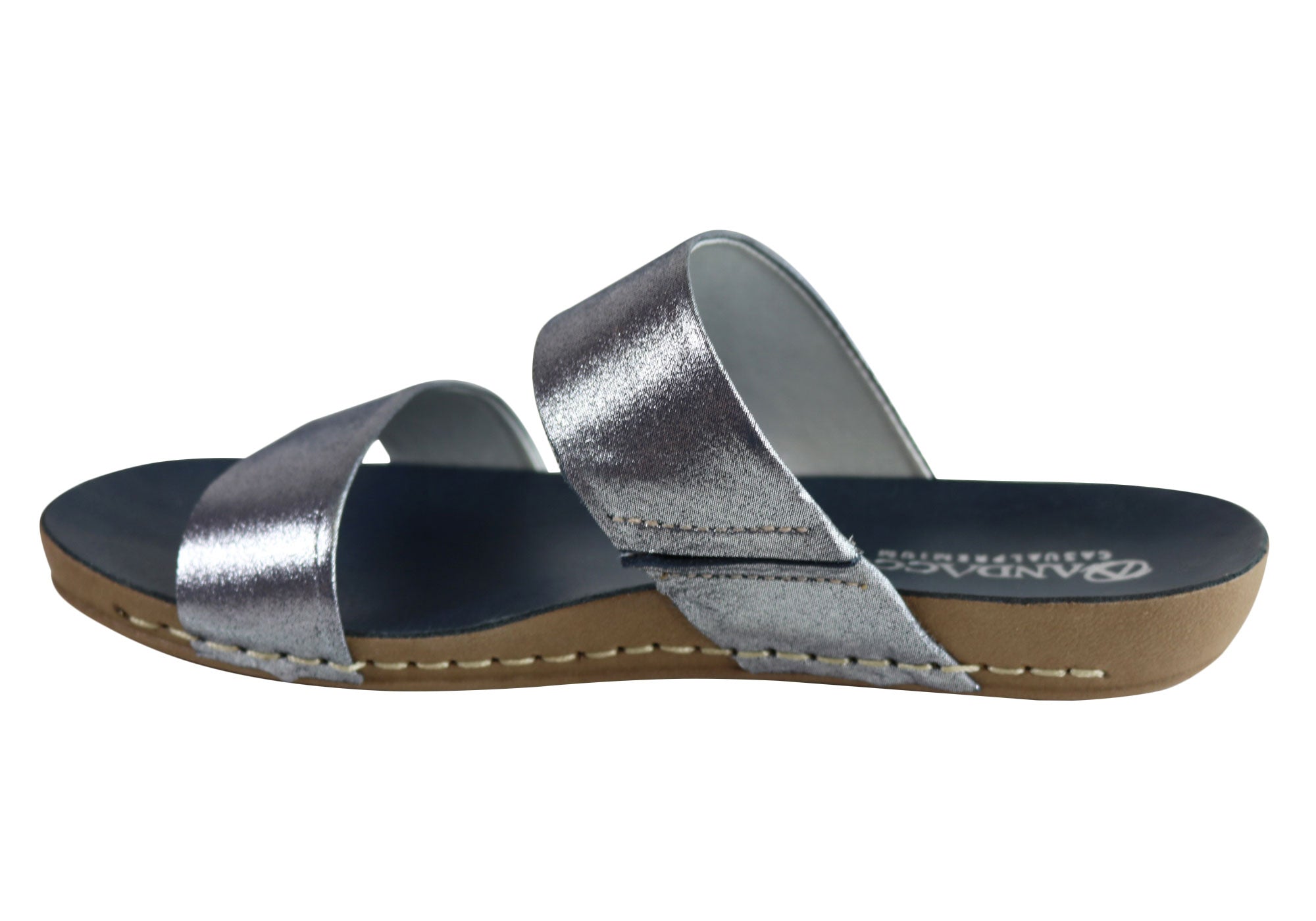 Andacco Mirage Women's Comfortable Leather Flat Sandals Slides - Handmade in Brazil - Perfect for Beach, Vacation & Summer Casual Wear