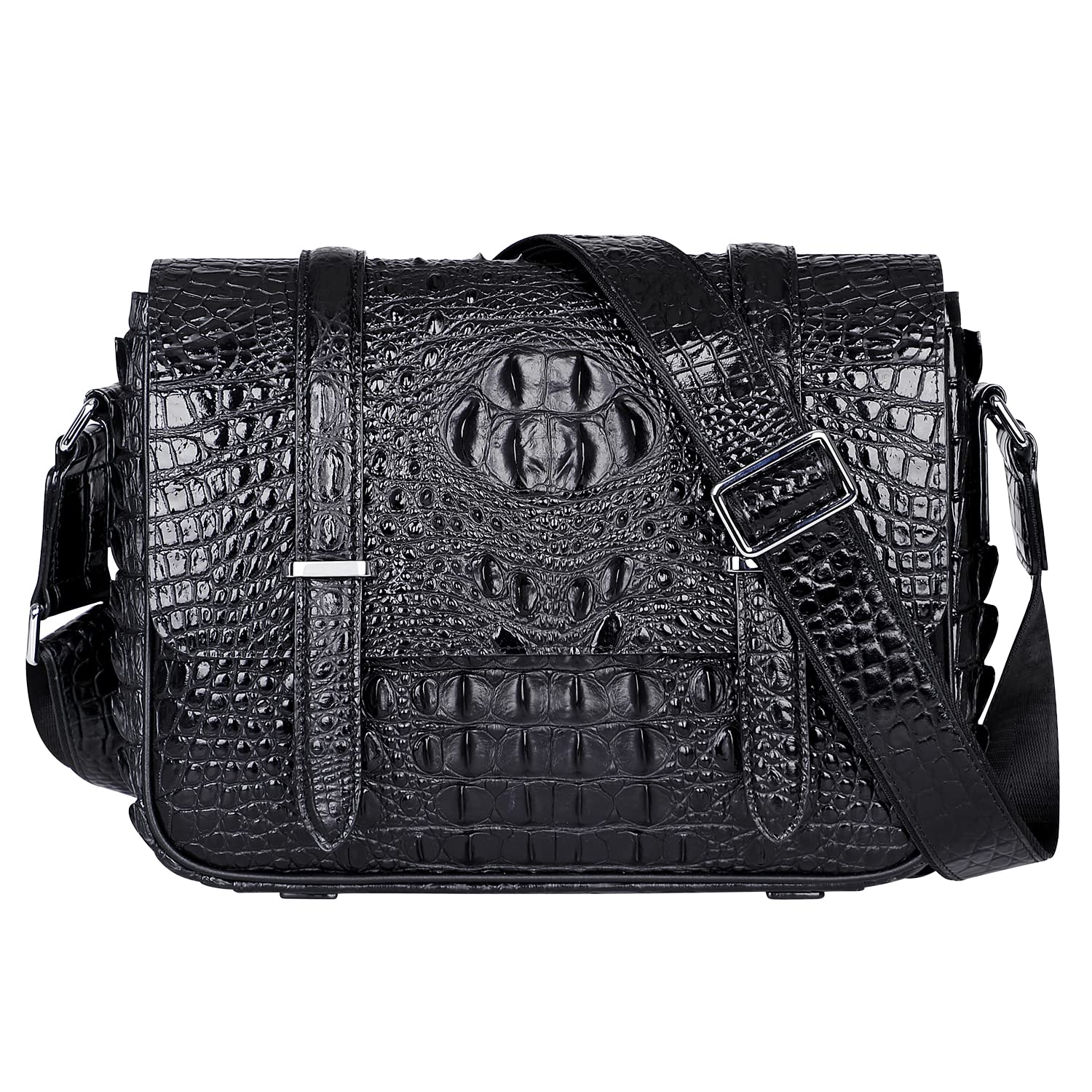 Premium Genuine Crocodile Leather Messenger Bag for Men - Stylish Crossbody Satchel Briefcase - Perfect for Business, Travel & Everyday Use