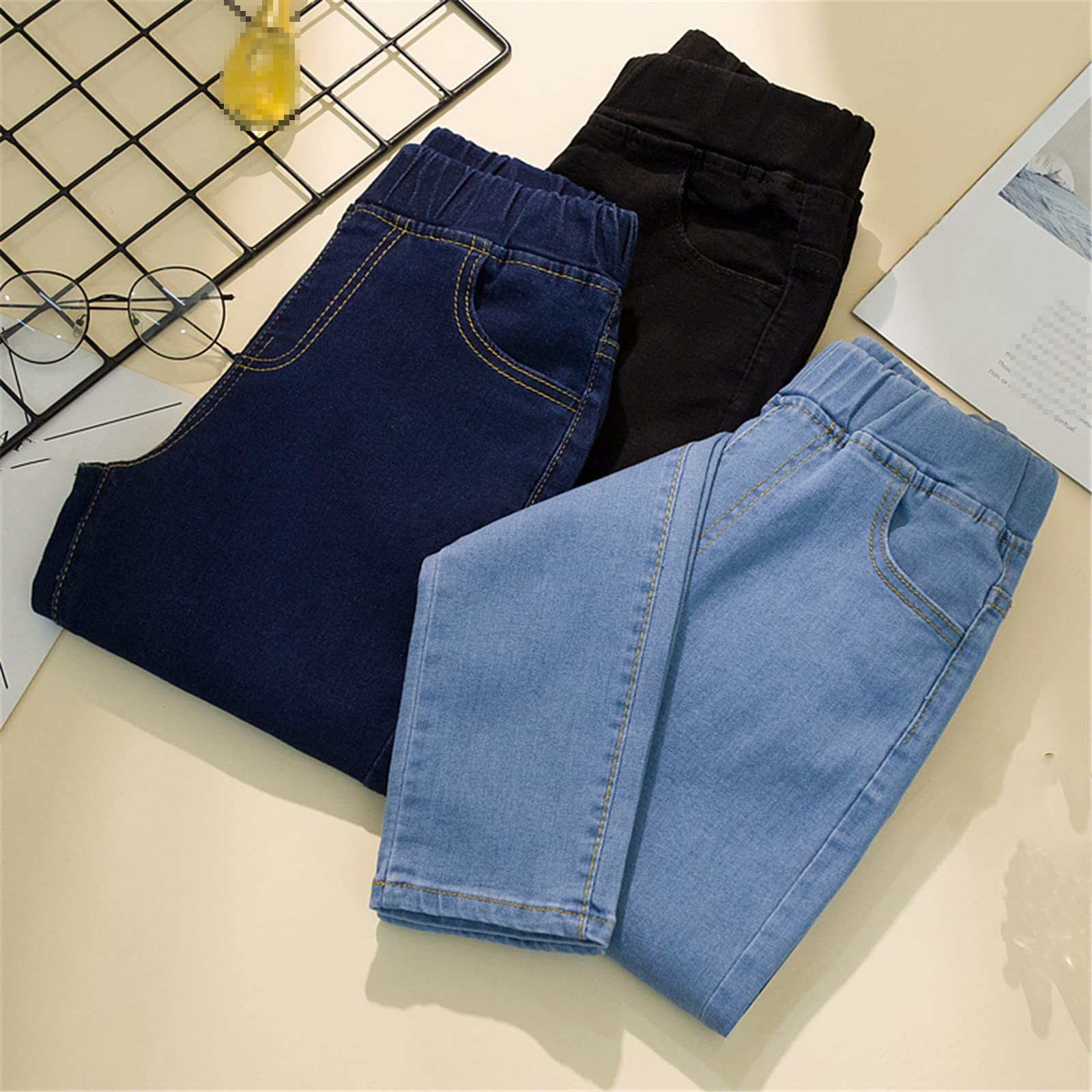 UIOKLMJH Women's Stretch Denim Pants - Black Slim Fit High Waist Jeans for Spring & Summer | Comfortable Elastic Waist Pencil Pants for Casual Wear & Office Outfits | Plus Size Available